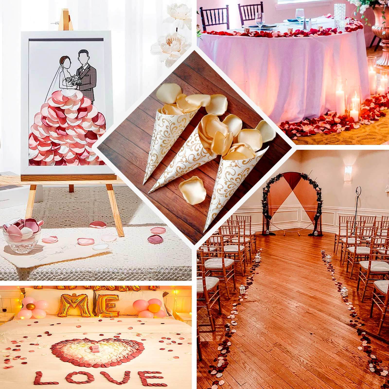 400-Piece Blush Mix Matte Silk Round Rose Petal Confetti for Event Decor