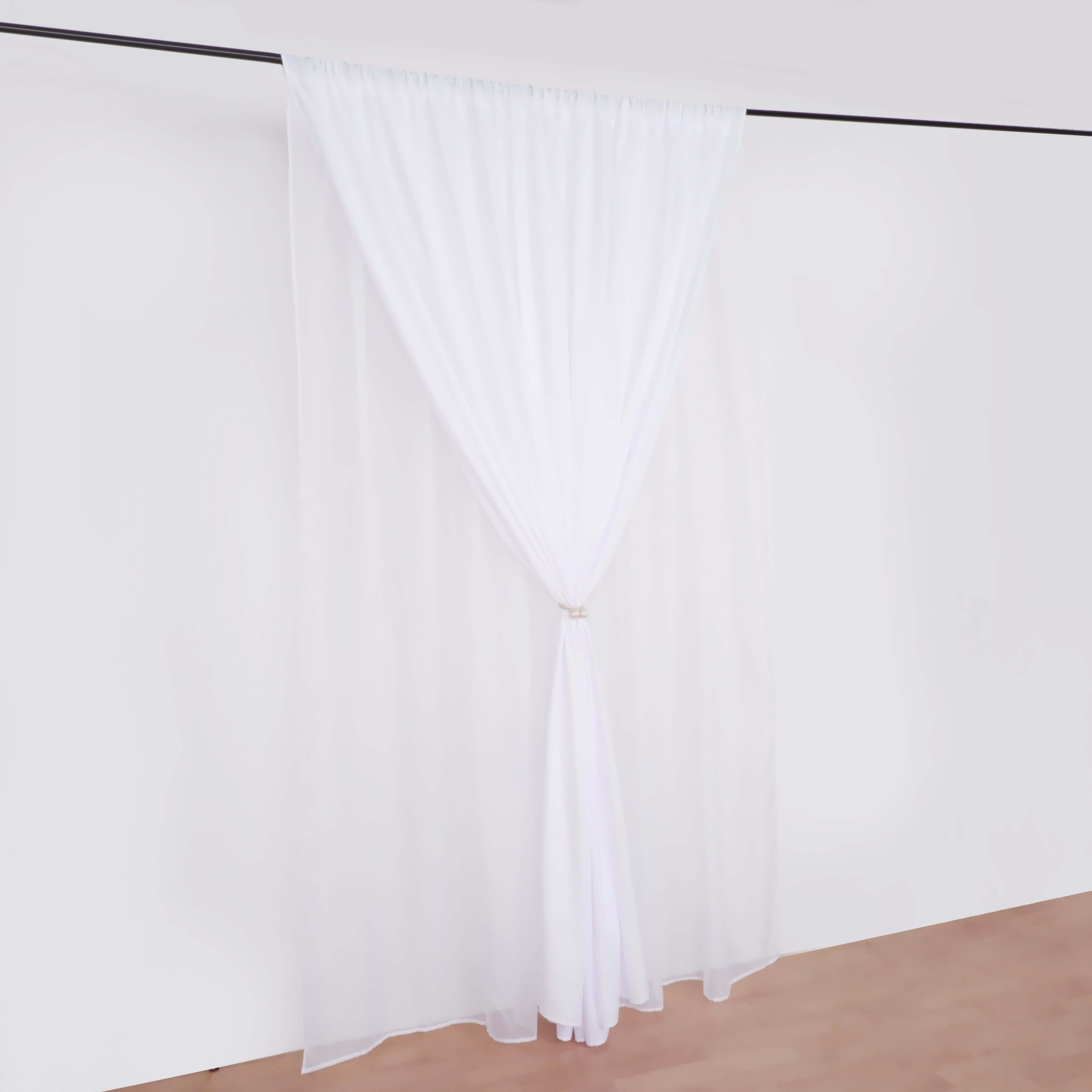 Sale! 10ftx10ft Dual - Layer White Polyester & Chiffon Event Curtain Drapes with Rod Pockets