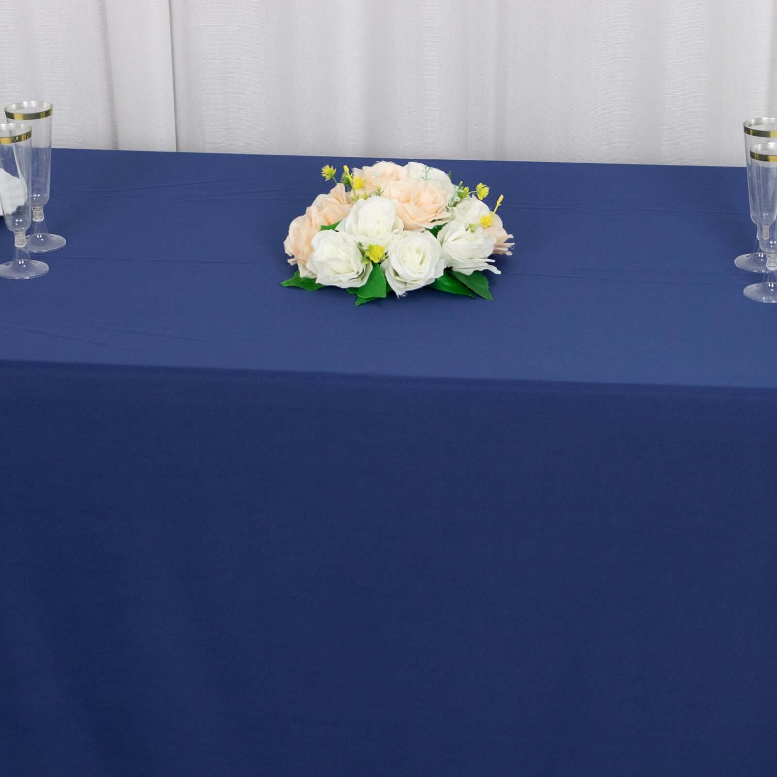 Navy Blue Premium Scuba Wrinkle-Free & Stain-Resistant 90x132 Rectangular Tablecloth