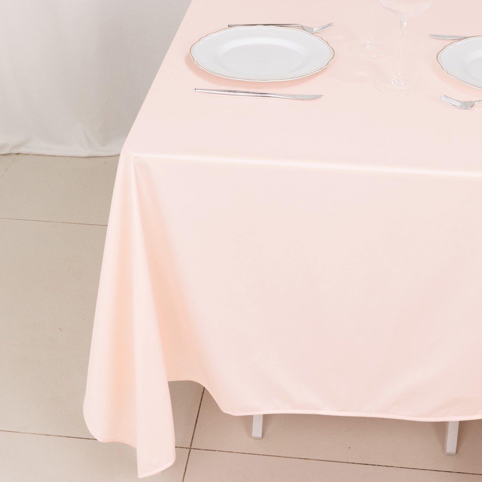 Premium Blush 70x70 Wrinkle-Free & Stain-Resistant Scuba Square Tablecloth