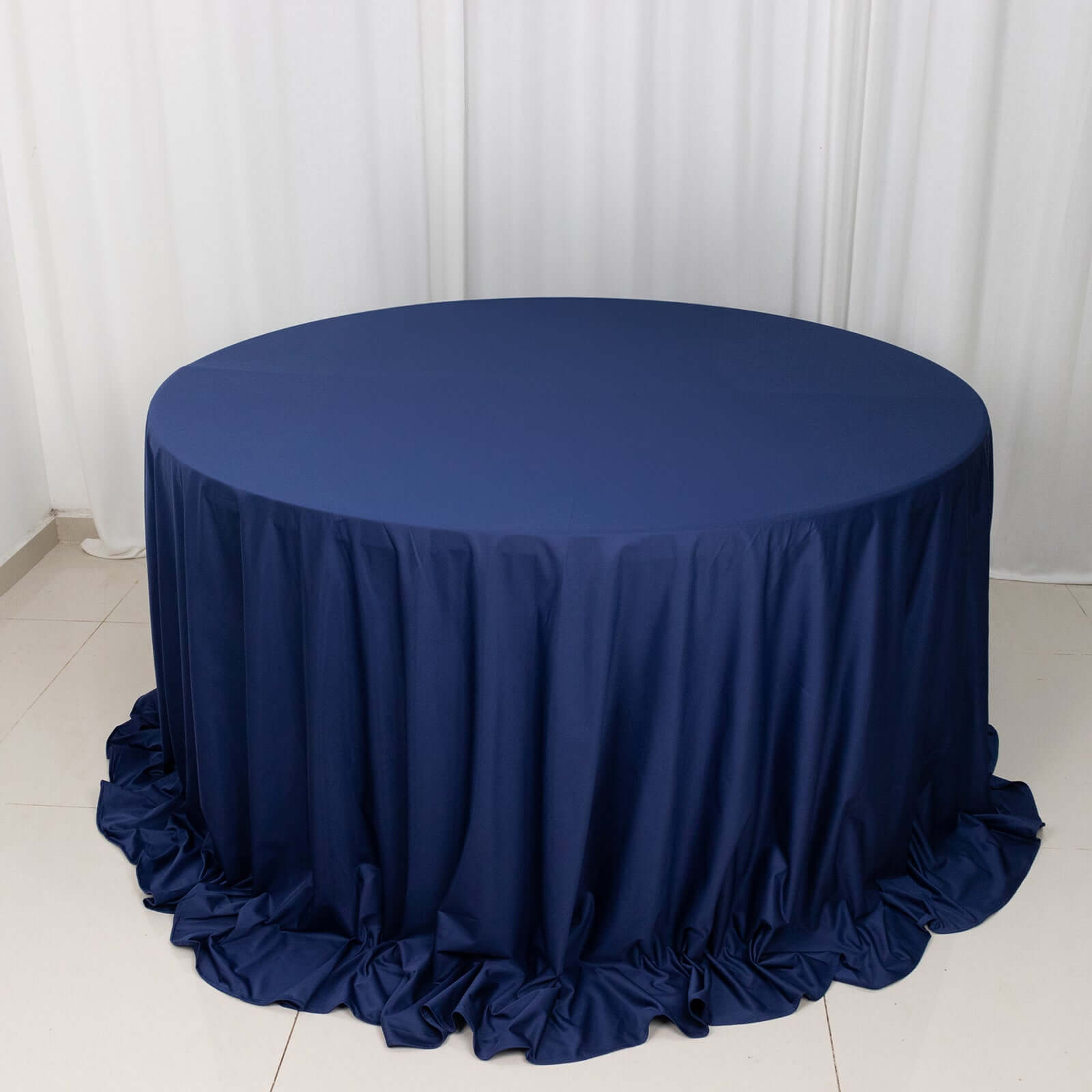 Navy Blue Wrinkle-Free & Stain-Resistant 132' Premium Scuba Round Tablecloth