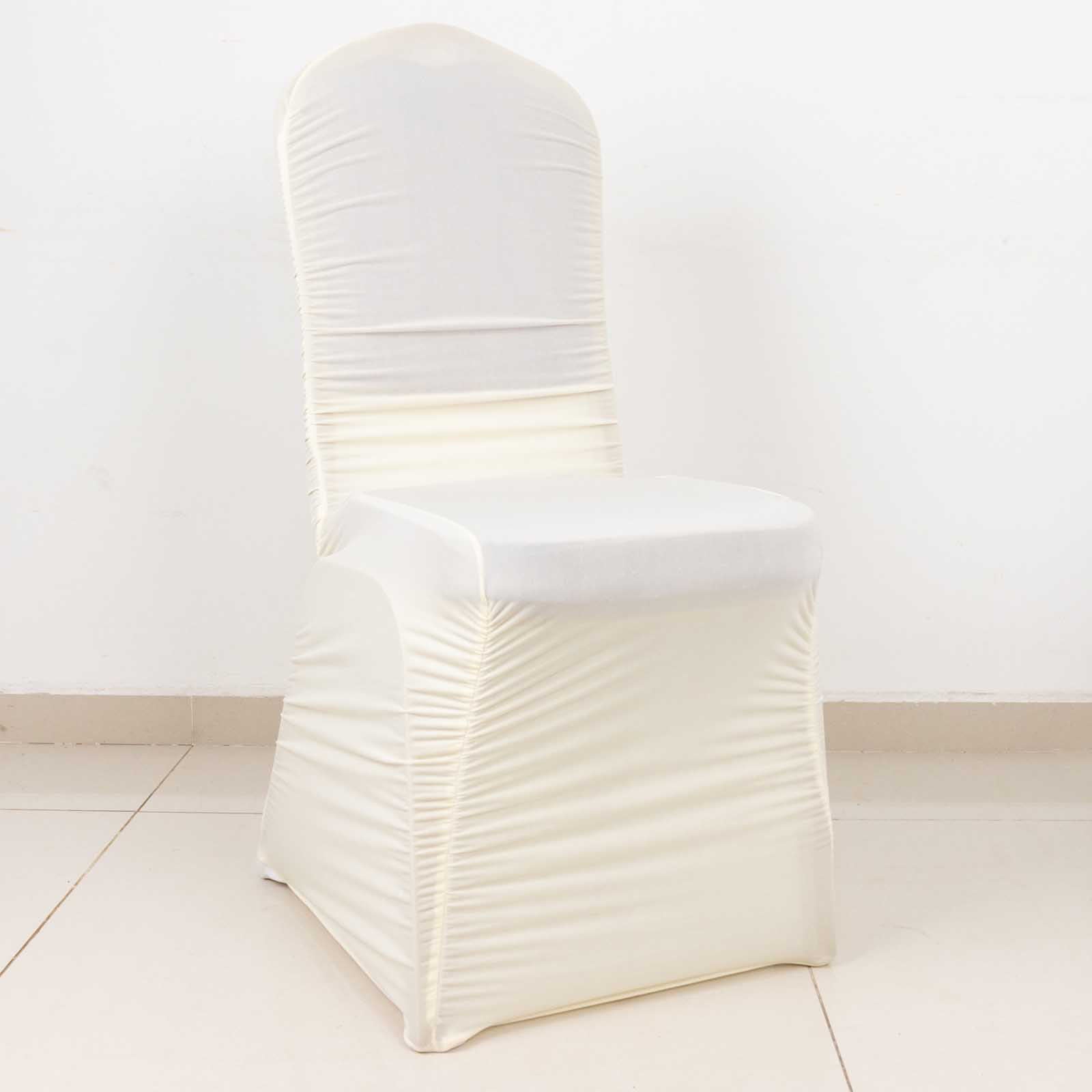 Premium Ivory Stretch Spandex Rouge Chair Cover for Banquet Chairs - Fitted Slip-On Style