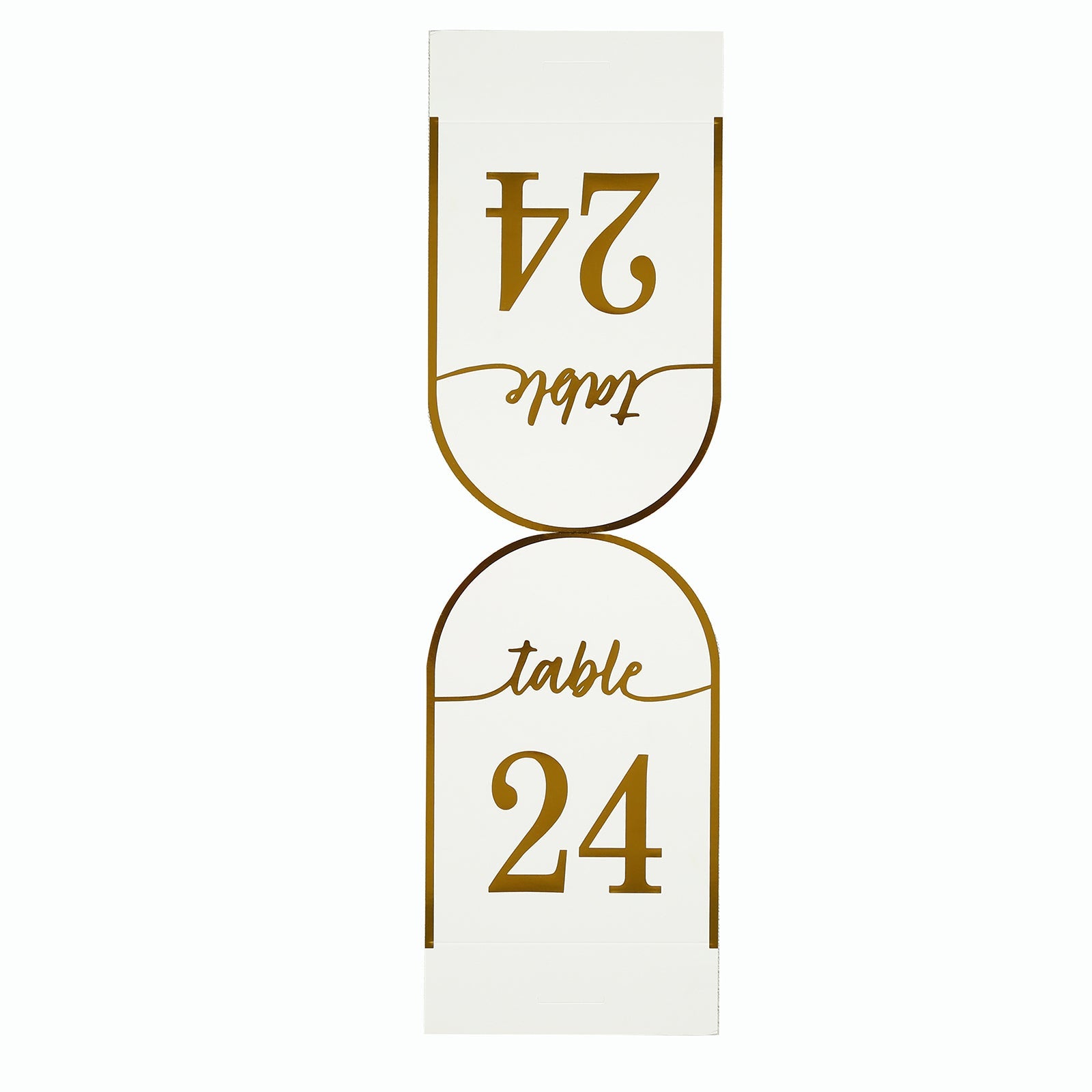 25-Piece Set of Disposable White Table Numbers with Metallic Gold Foil 1 - 25, Free - Standing Double - Sided