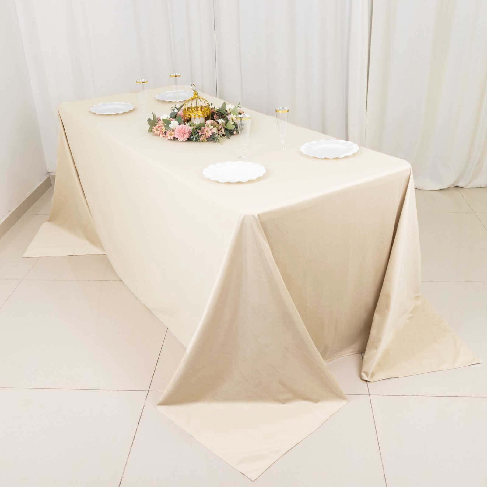 Exclusive Beige Scuba Polyester Wrinkle-Free & Stain-Resistant 90x132 Tablecloth