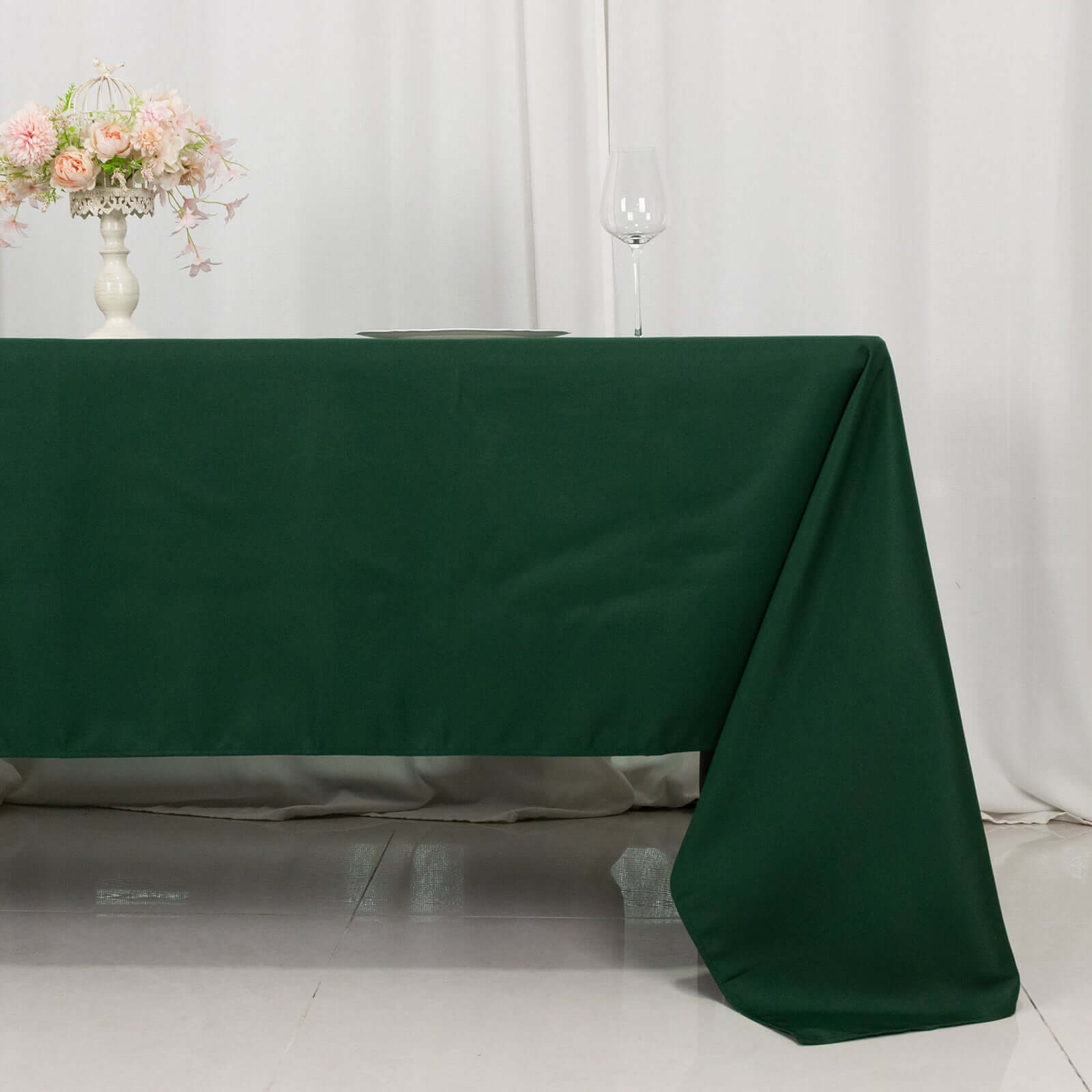 Hot Deal! Stain-Resistant 220GSM Hunter Emerald Green Polyester 60x126 Rectangle Tablecloth