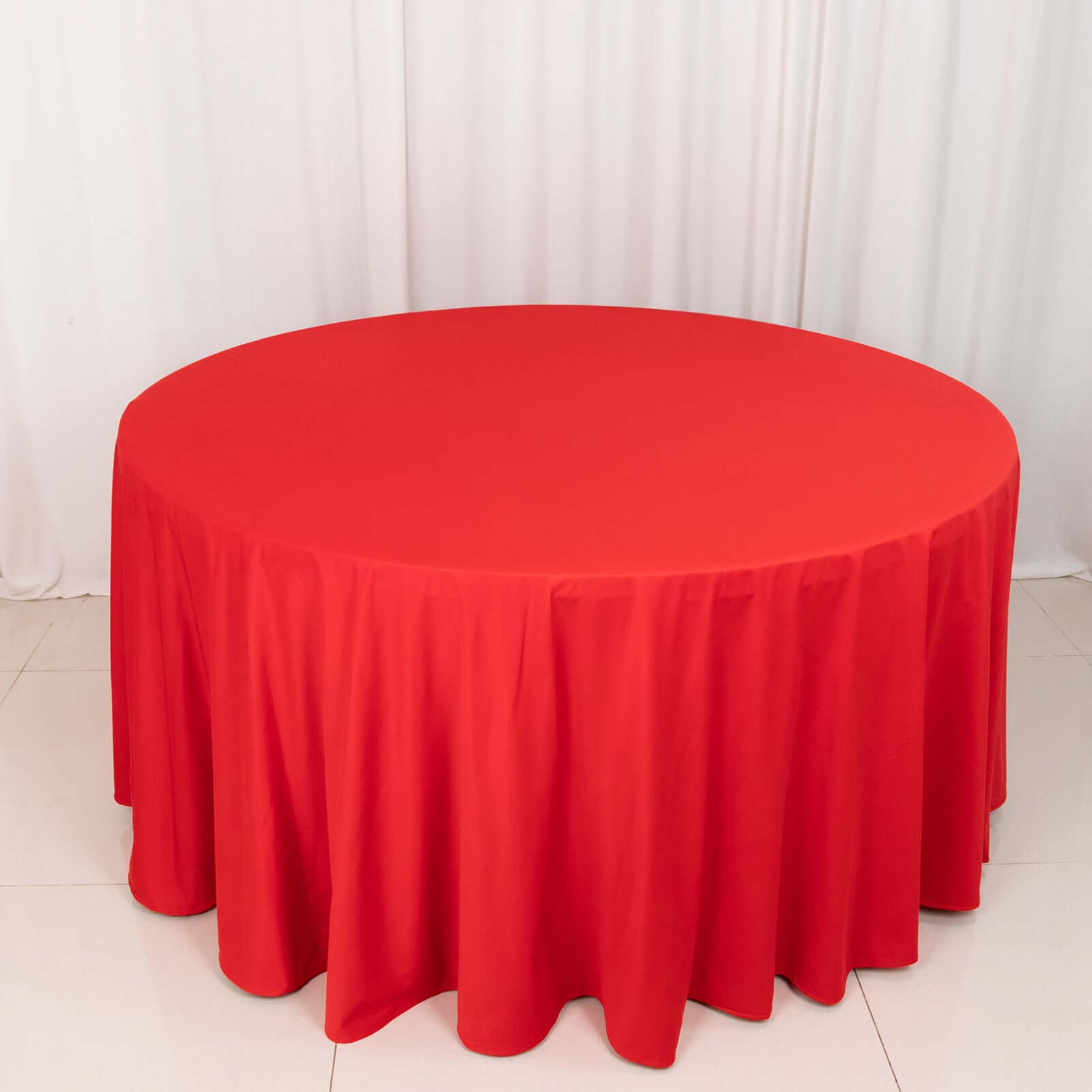 Red Premium Scuba 120-Inch Round Tablecloth - Wrinkle & Stain Resistant