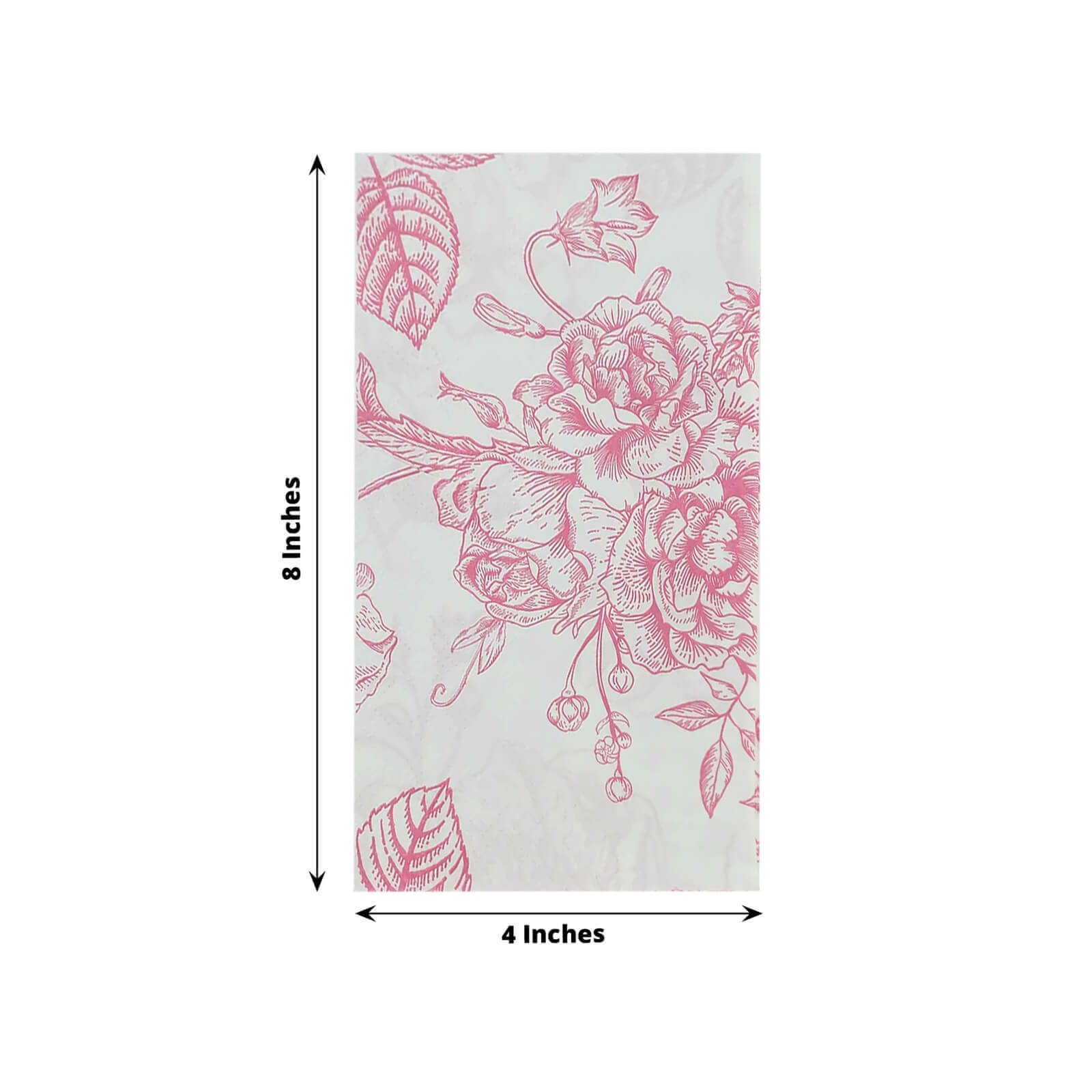 50 Pack Disposable 2-Ply French Toile Floral Pink & White Absorbent Party Napkins