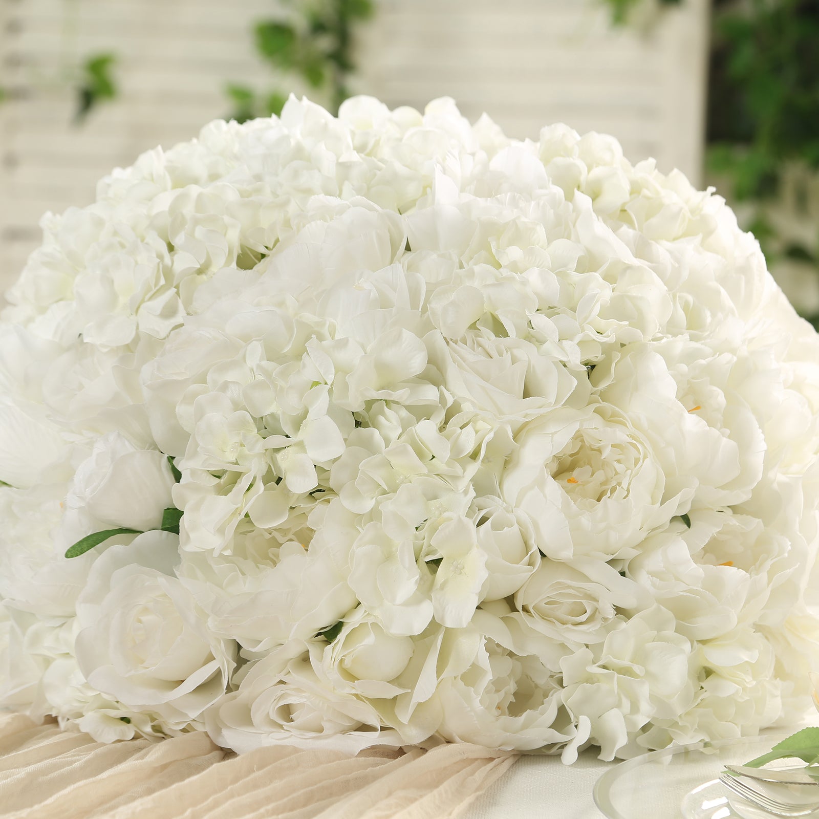Huge Sale! Large Ivory Artificial Rose Flower Balls for Wedding Centerpieces, Pre - Arranged Silk Rose Bouquet Table Decor