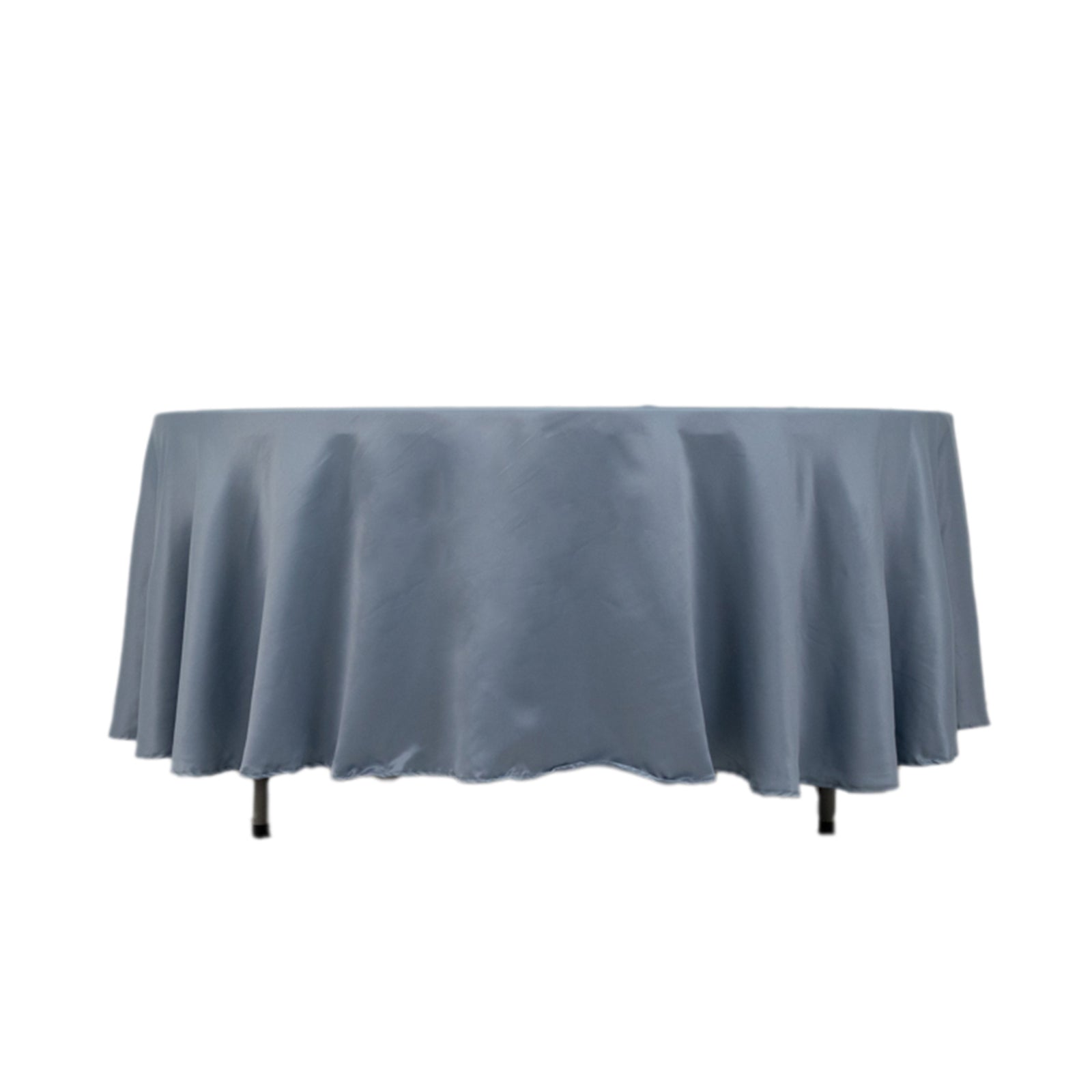 Premium Durable Silk-Like Dusty Blue Lamour Satin 108-Inch Round Tablecloth