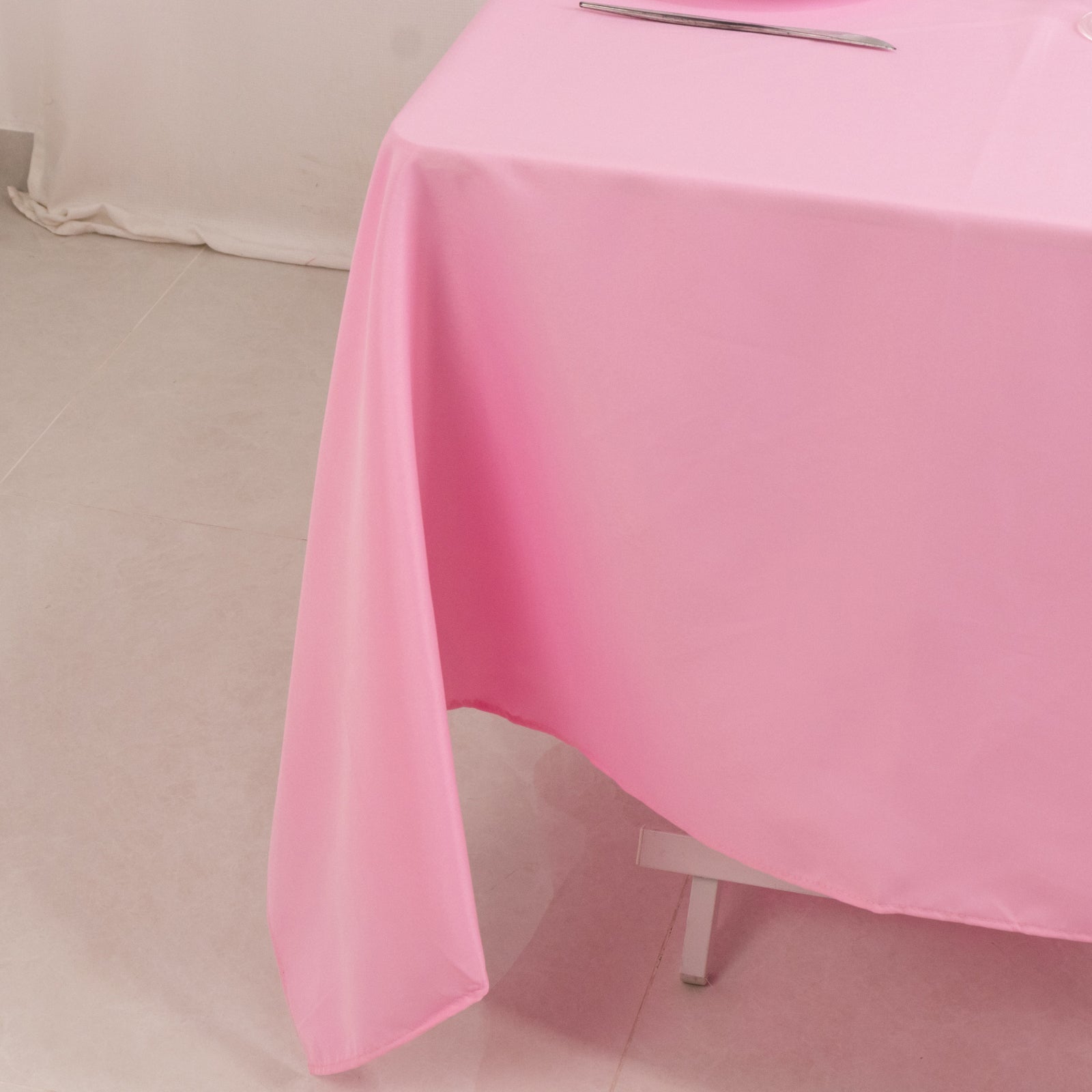 Hot! 70x70 Pink 220GSM Wrinkle-Resistant Premium Polyester Square Tablecloth