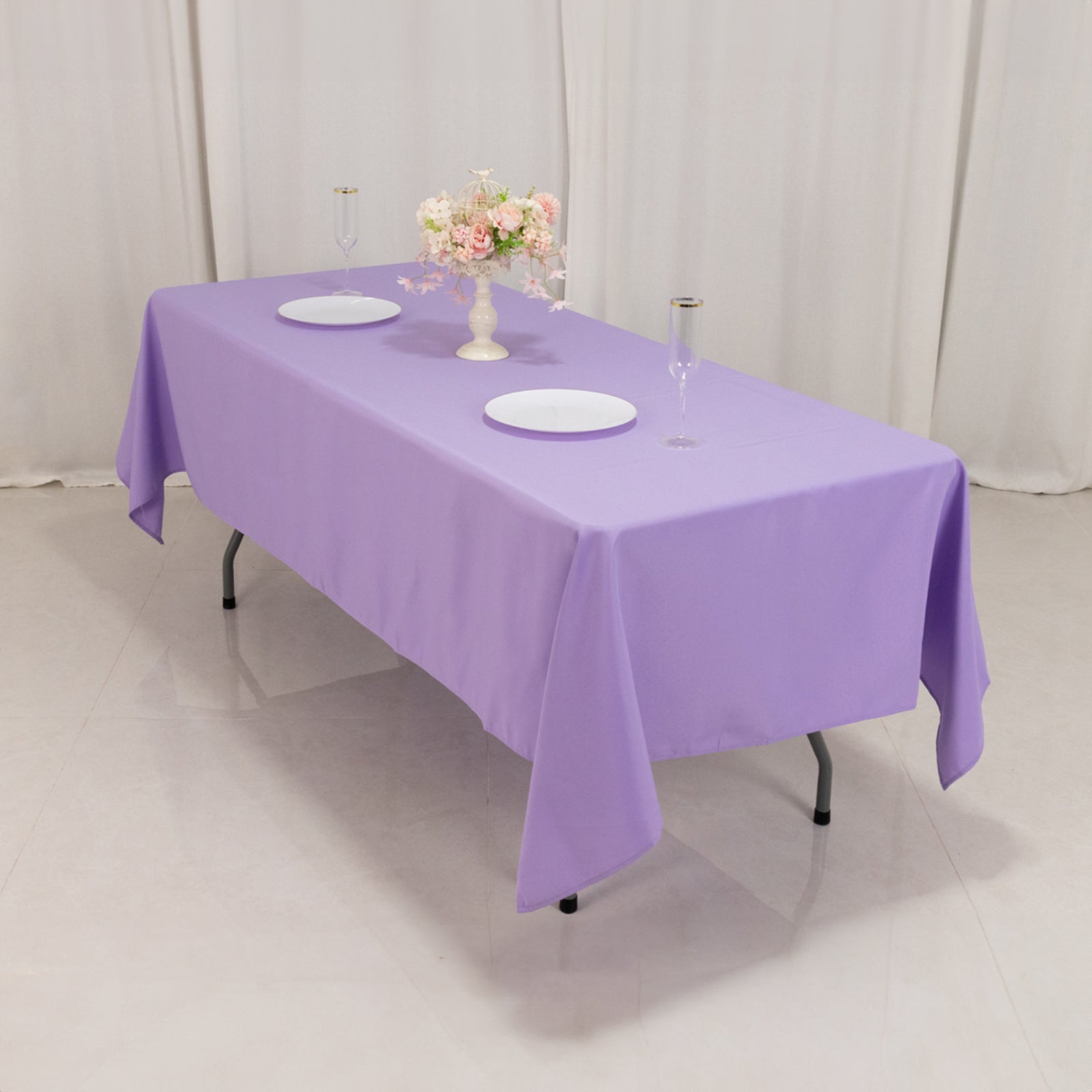 Hot Sale! Durable 220GSM Wrinkle-Resistant Lavender Lilac Premium Polyester Rectangle Tablecloth 60x102
