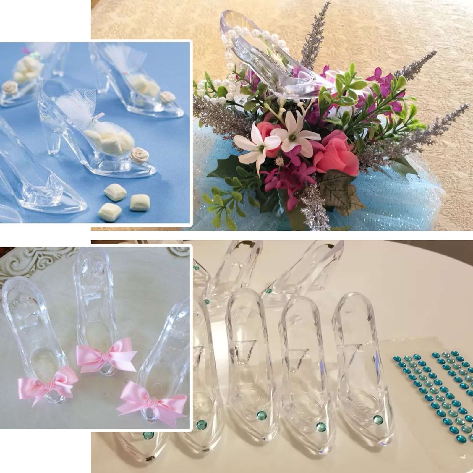 12-Pack Clear Mini Cinderella Princess Slippers - Ideal Party Decor & Gift Favors