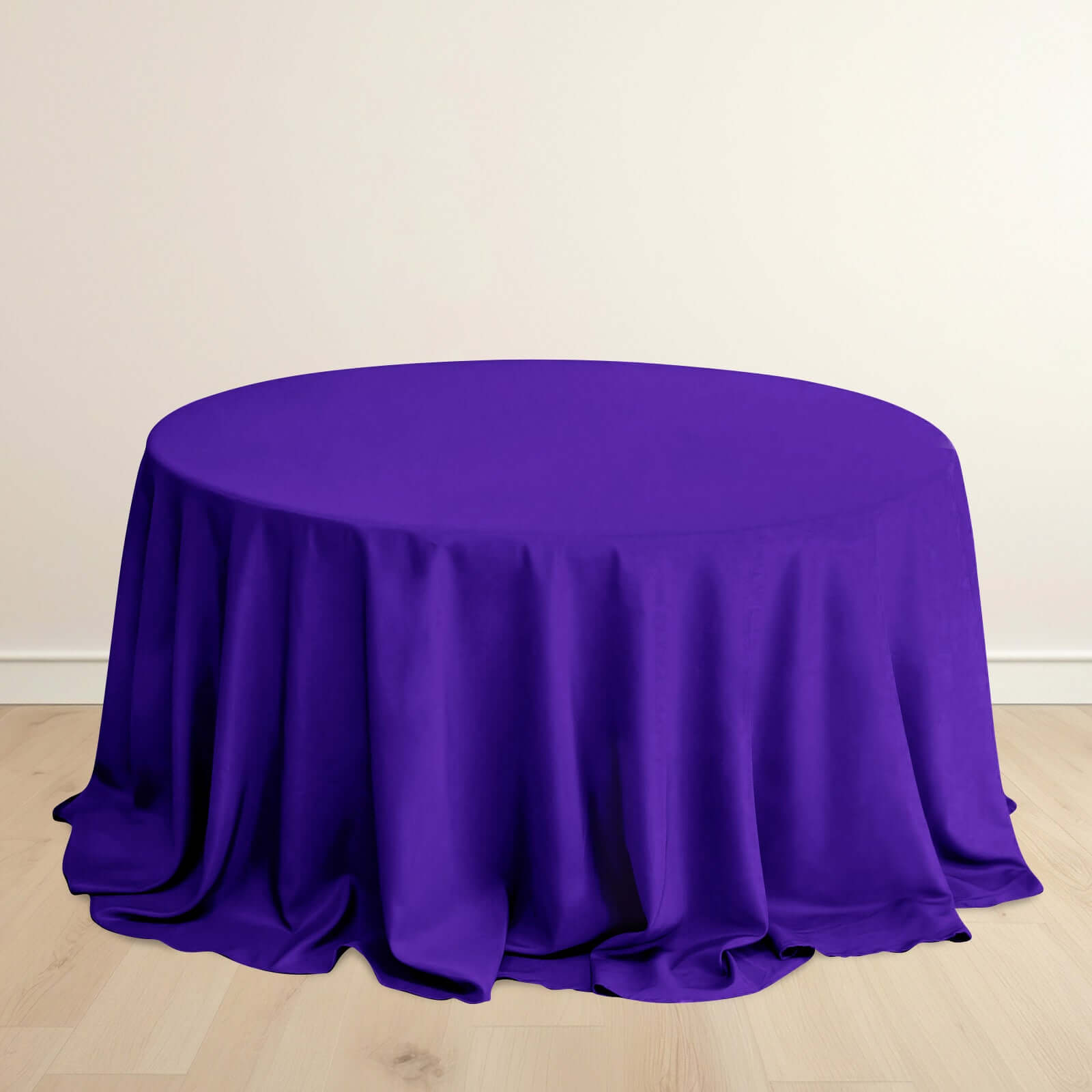 Premium Purple 132' Scuba Round Tablecloth - Wrinkle & Stain Resistant