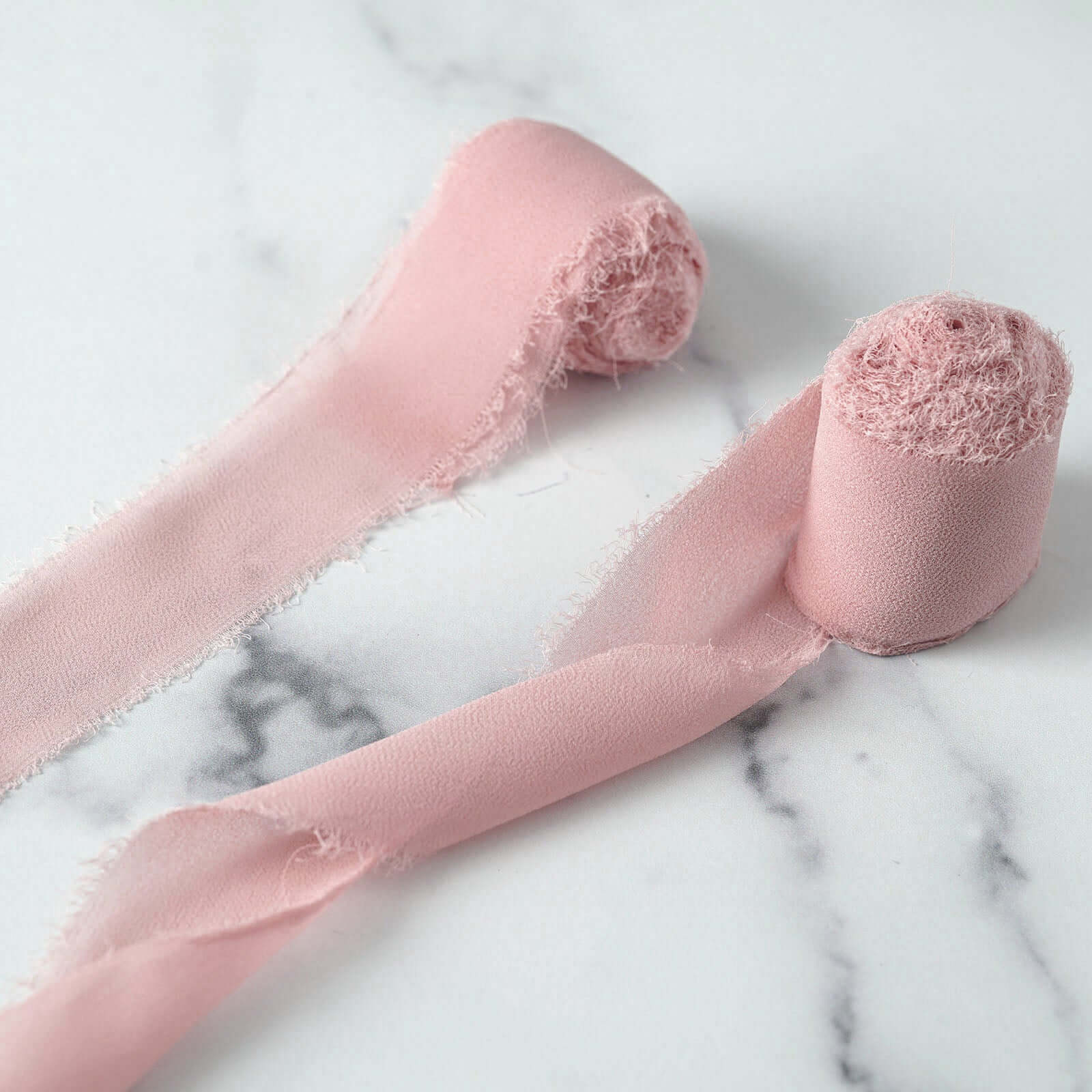 2-Pack 6yd Dusty Rose Silk-Like Chiffon Linen Ribbon Rolls - Ideal for Bouquets & Gift Wrapping