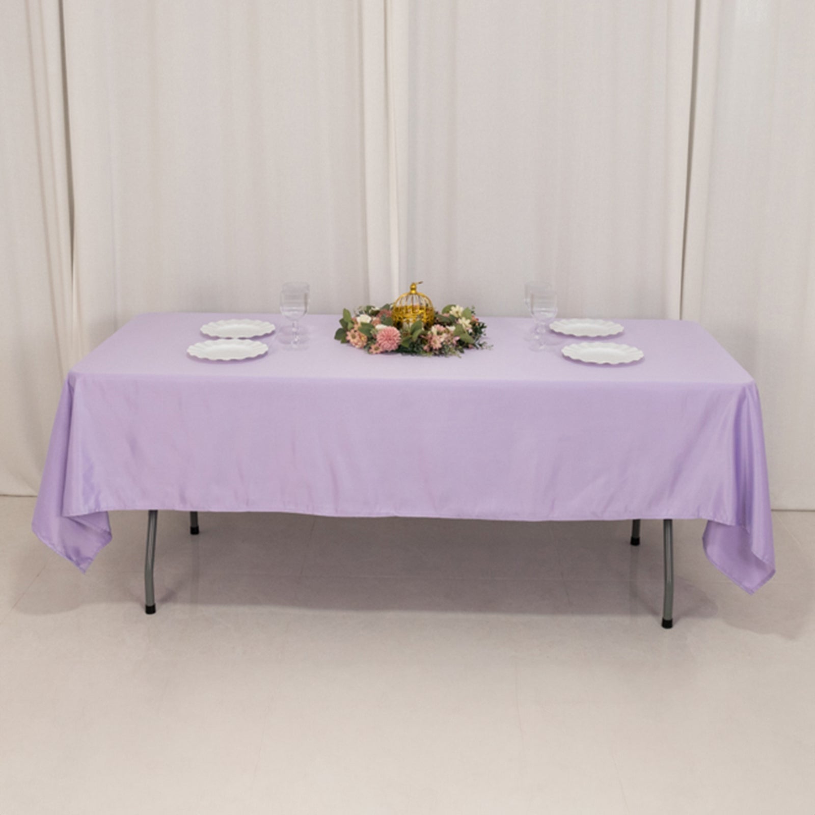 Lavender Lilac Lamour Satin Rectangle Tablecloth - 60x102, Durable & Soft