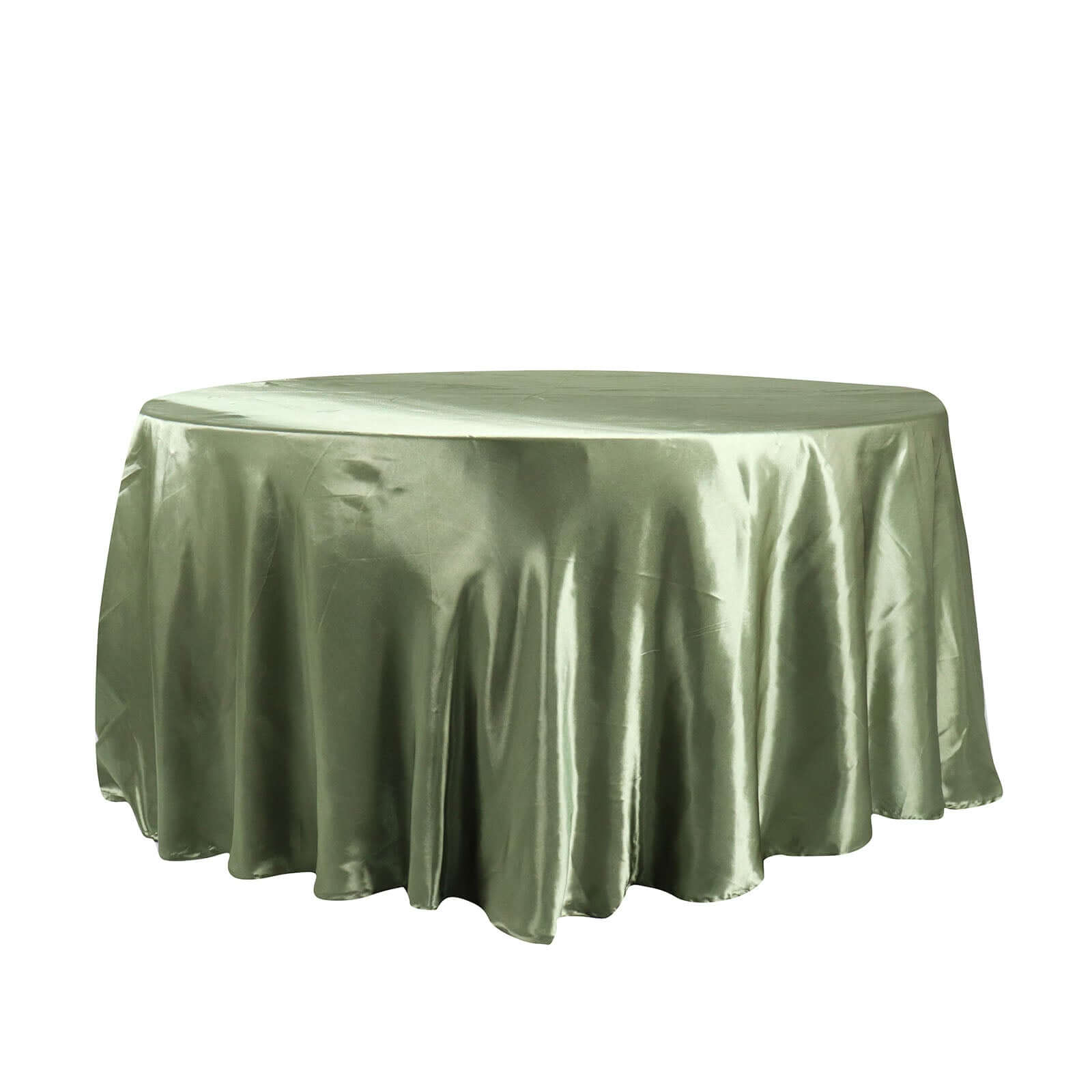 Hot Sale! 120-Inch Round Satin Tablecloth in Dusty Sage Green - Stylish Seamless Table Cover