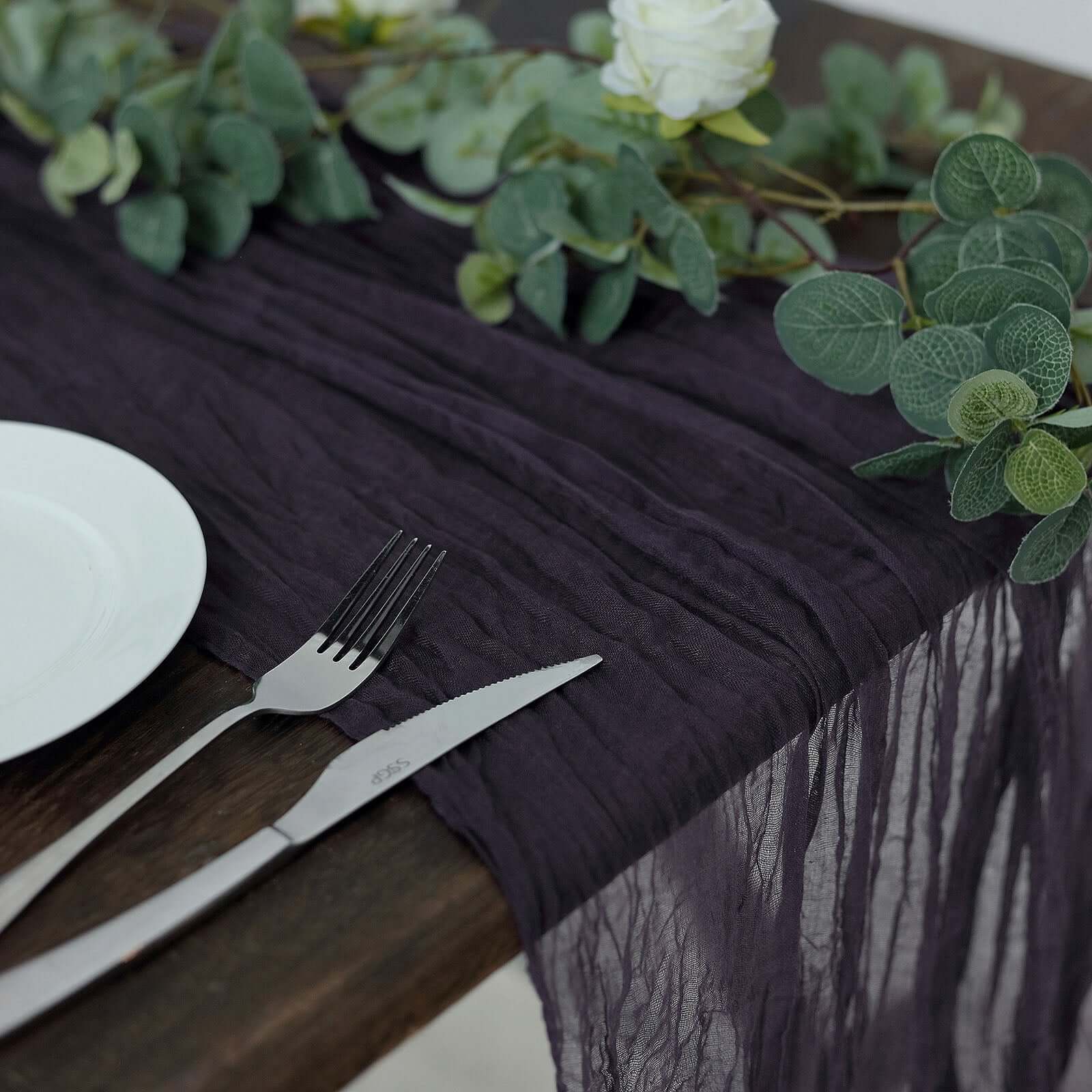 Limited Offer! Purple Gauze Cheesecloth 10ft Table Runner for Rustic Boho Decor