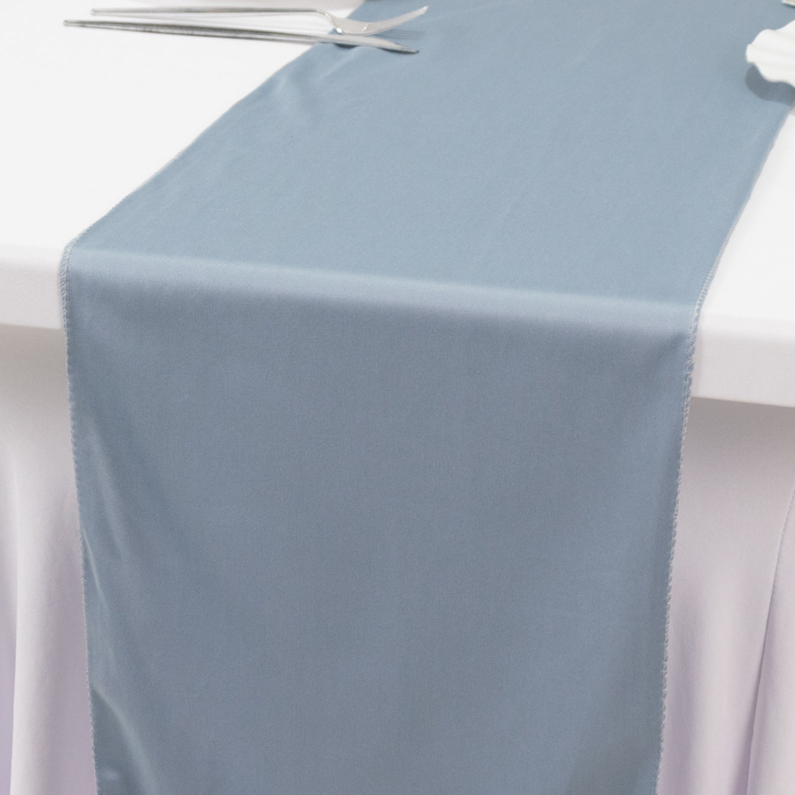 Wrinkle-Free Dusty Blue 12x108 Premium Scuba Polyester Table Runner