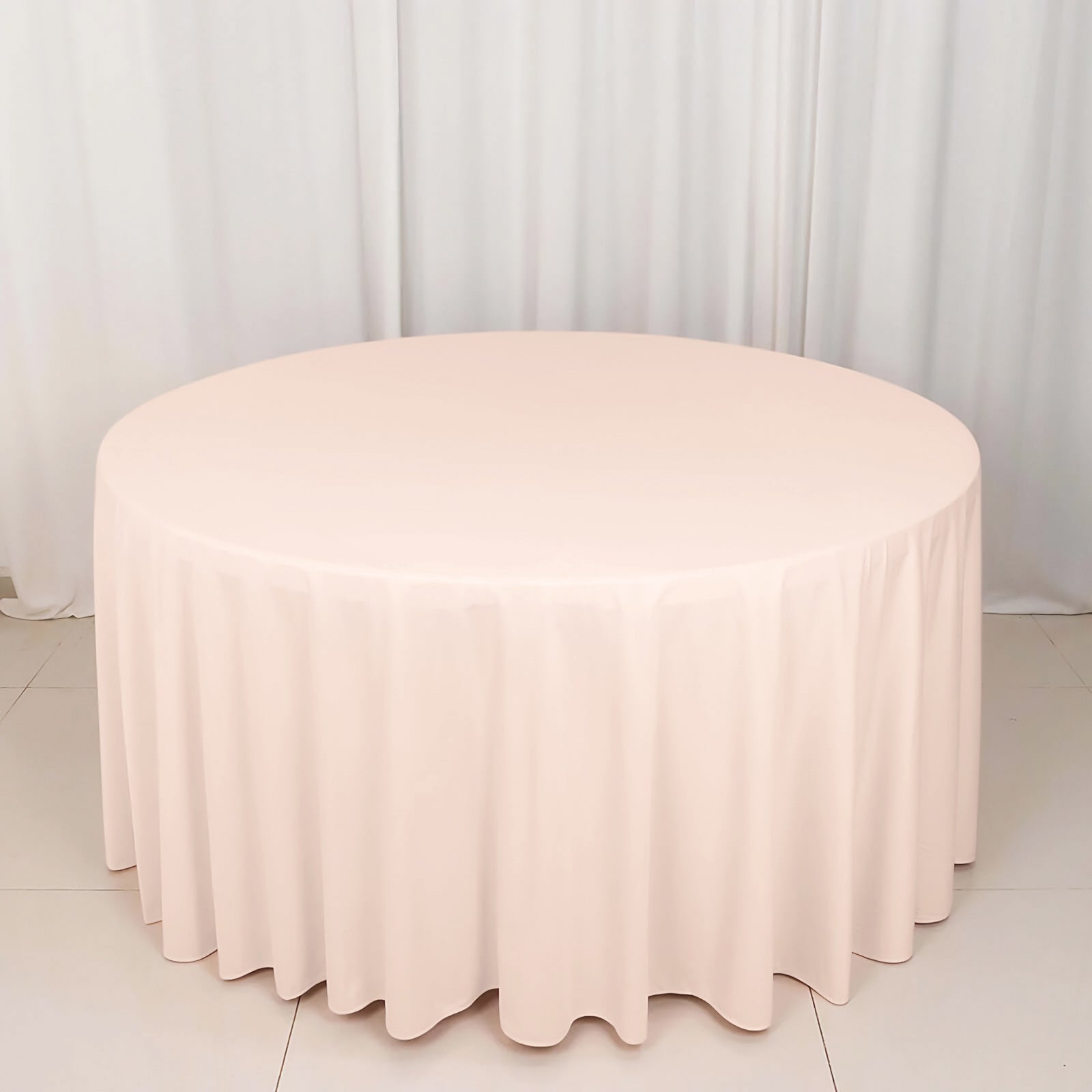 Blush Premium Scuba 120' Round Wrinkle & Stain-Free Tablecloth
