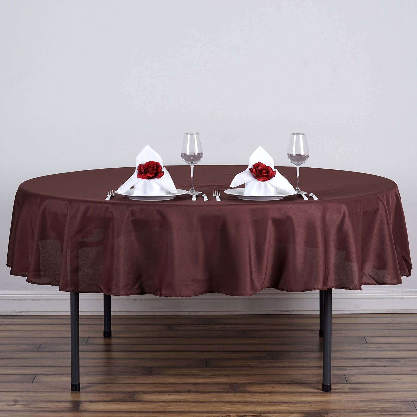 Amazing Durable & Wrinkle-Resistant 70-Inch Polyester Round Tablecloth in Chocolate Color