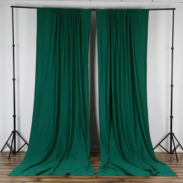 2-Pack Hunter Emerald Green Scuba Polyester Event Curtains - Durable, Flame-Resistant, Wrinkle-Free 10ftx10ft Panels