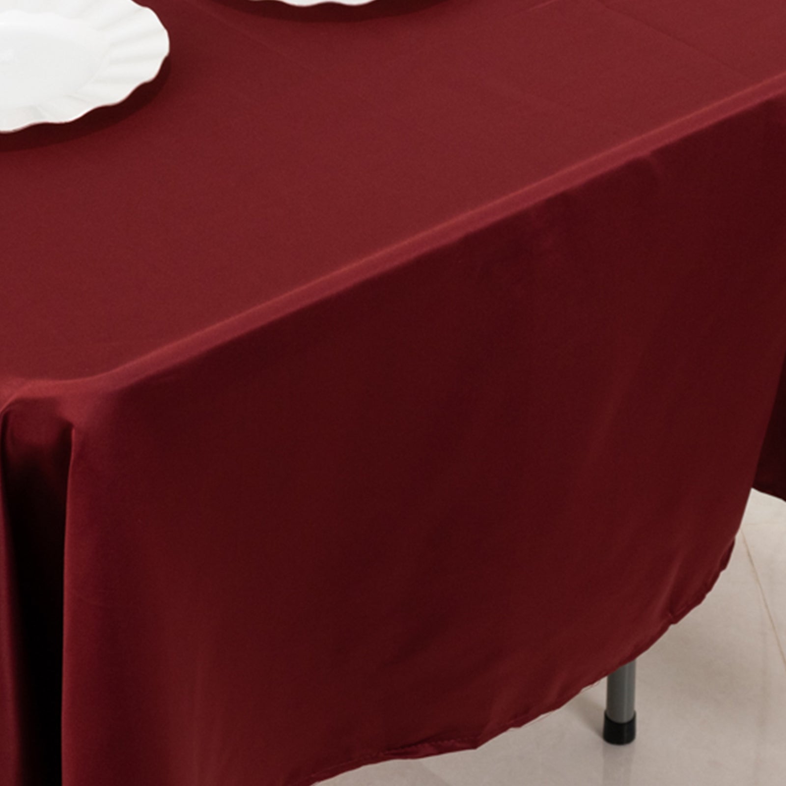Exclusive Lamour Satin Burgundy Tablecloth - Durable & Soft for Events
