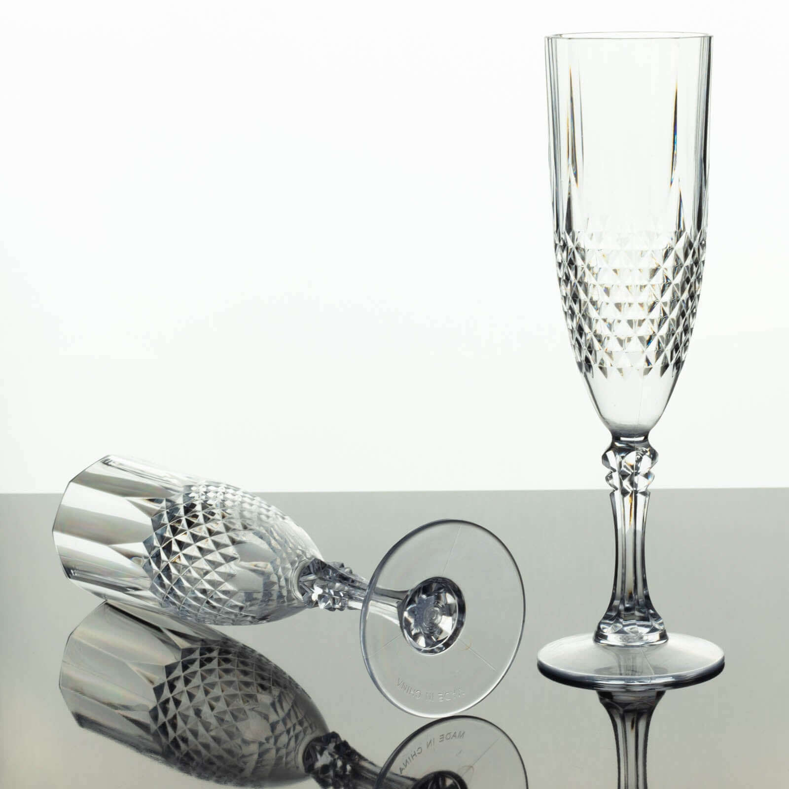 Get This 6-Pack of Reusable 8oz Clear Plastic Champagne Flutes with Crystal Cut Design