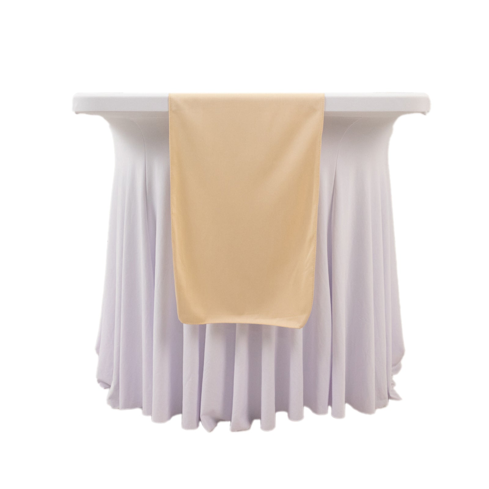 Exclusive Premium Beige Scuba Polyester 12x108 Wrinkle-Free Table Runner for Events