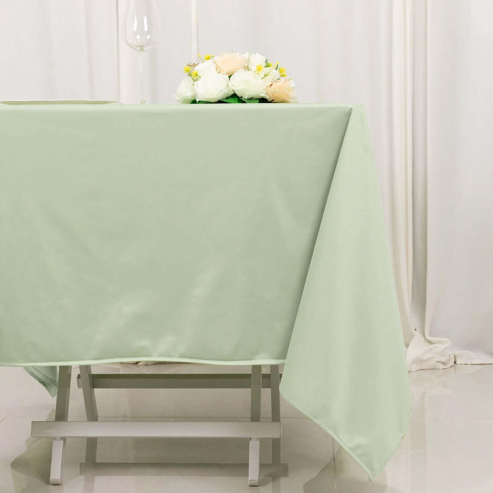 Sage Green 70x70 Premium Scuba Tablecloth - Wrinkle & Stain Resistant