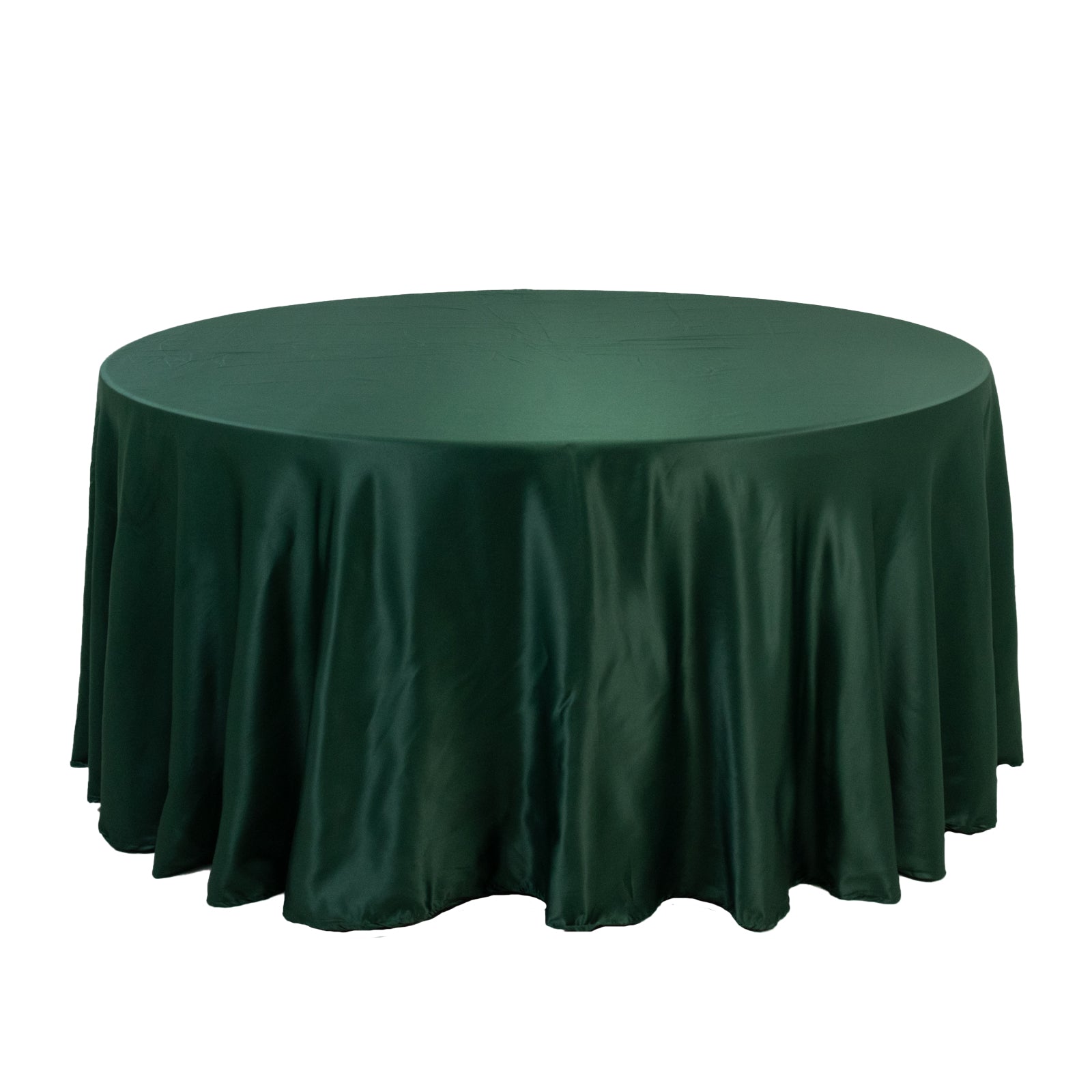 Exclusive Lamour Satin 120-Inch Round Tablecloth in Hunter Emerald Green - Soft Sheen & Seamless