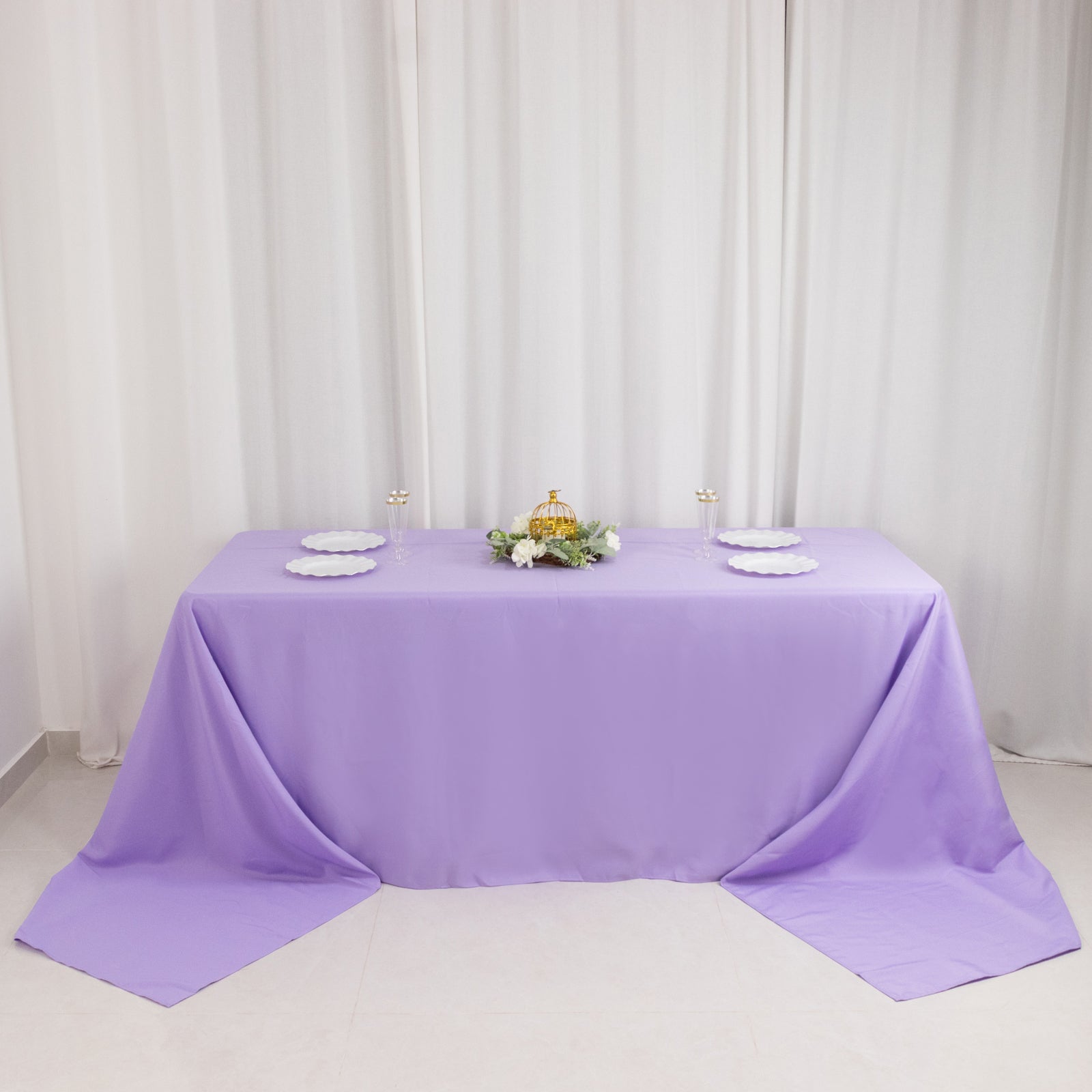 Seamless 220GSM Stain-Resistant Lavender Lilac Premium Polyester Rectangle Tablecloth 90x156