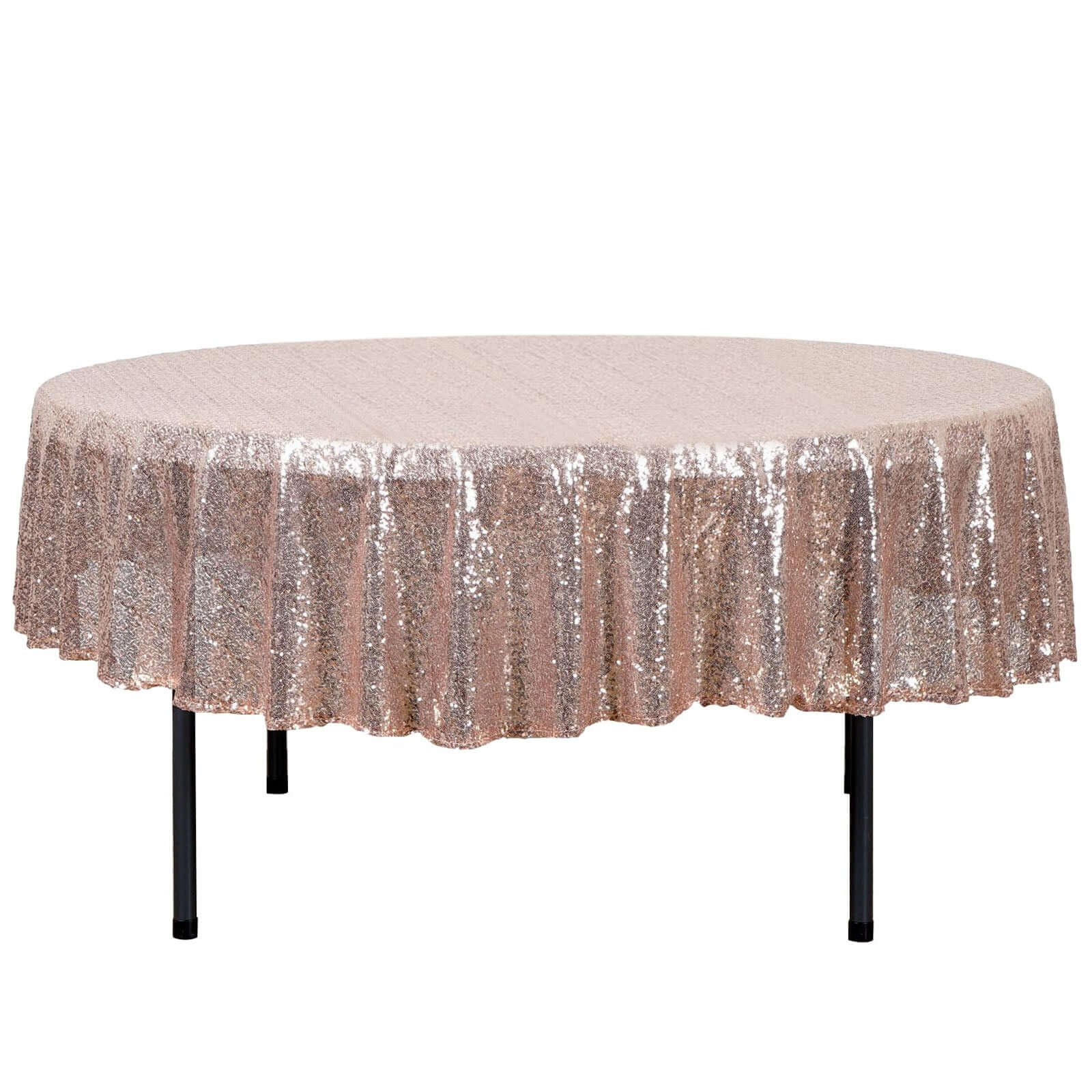 Rose Gold Sequin 90 Round Tablecloth - Sparkling Table Cover
