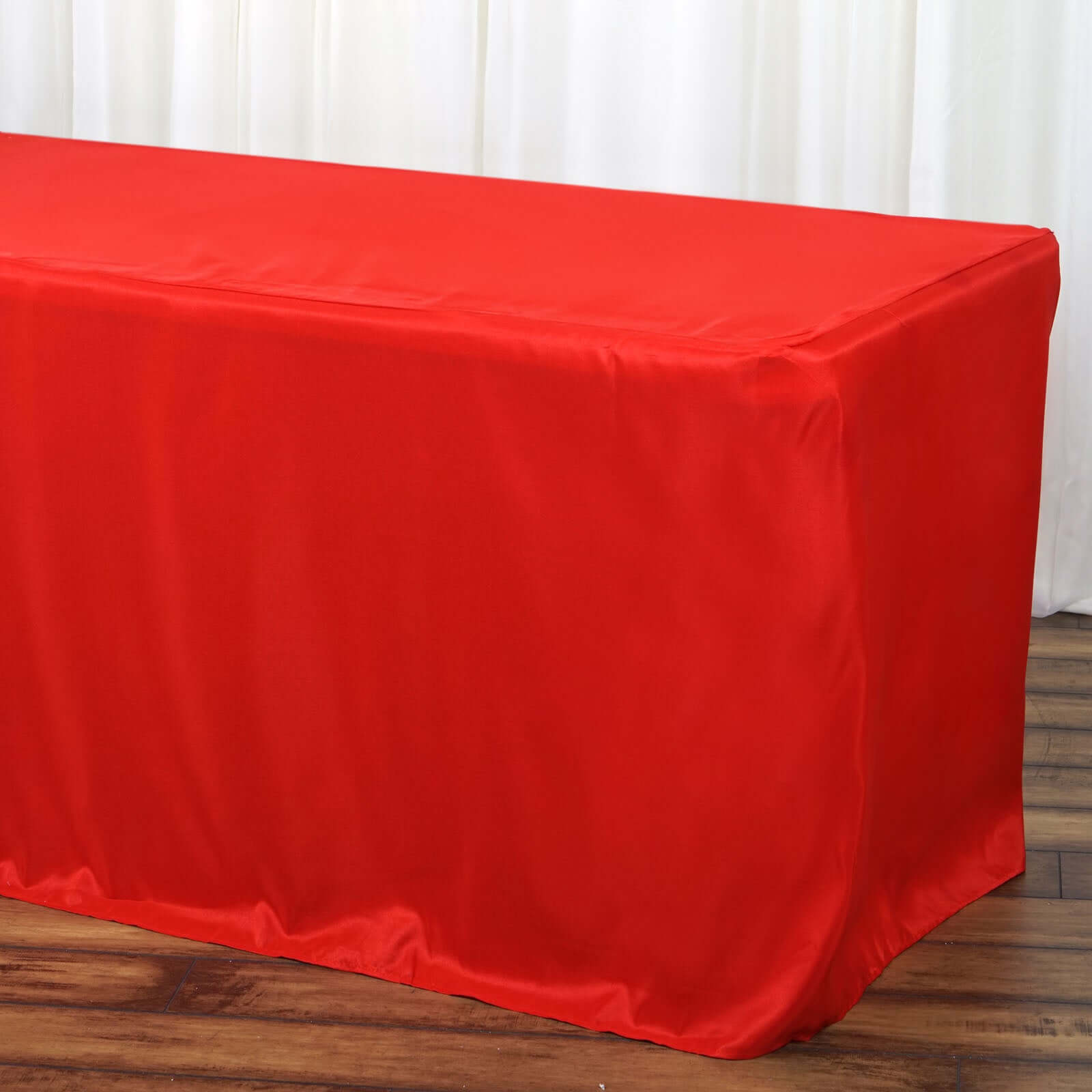 Red Durable & Easy - Care Fitted Polyester Tablecloth for 6FT Rectangular Tables