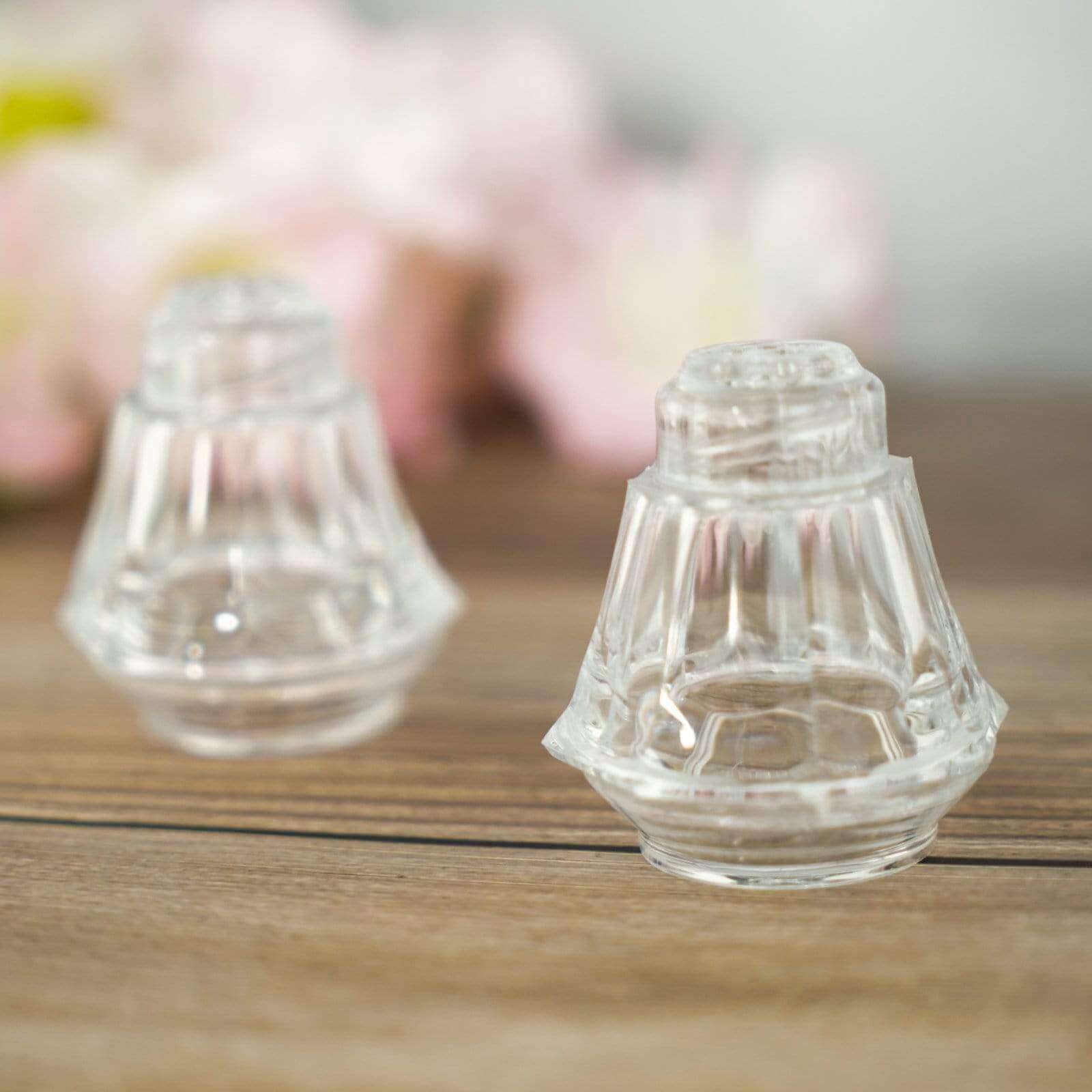 Set of 12 Clear 2.5-Inch Plastic Salt and Pepper Shakers for Party Gifts