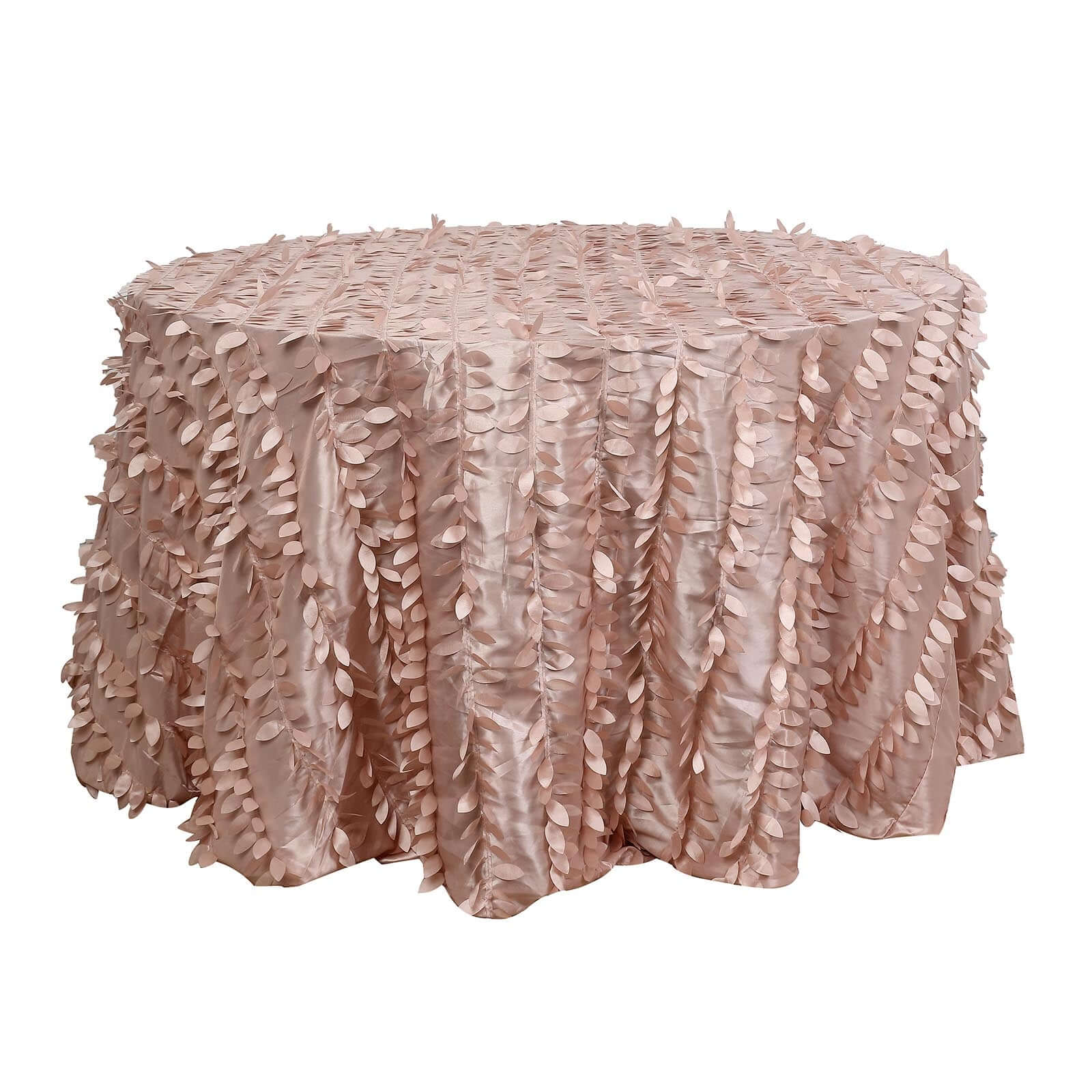 Dusty Rose Taffeta 120-Inch Round Tablecloth with 3D Leaf Petal Design