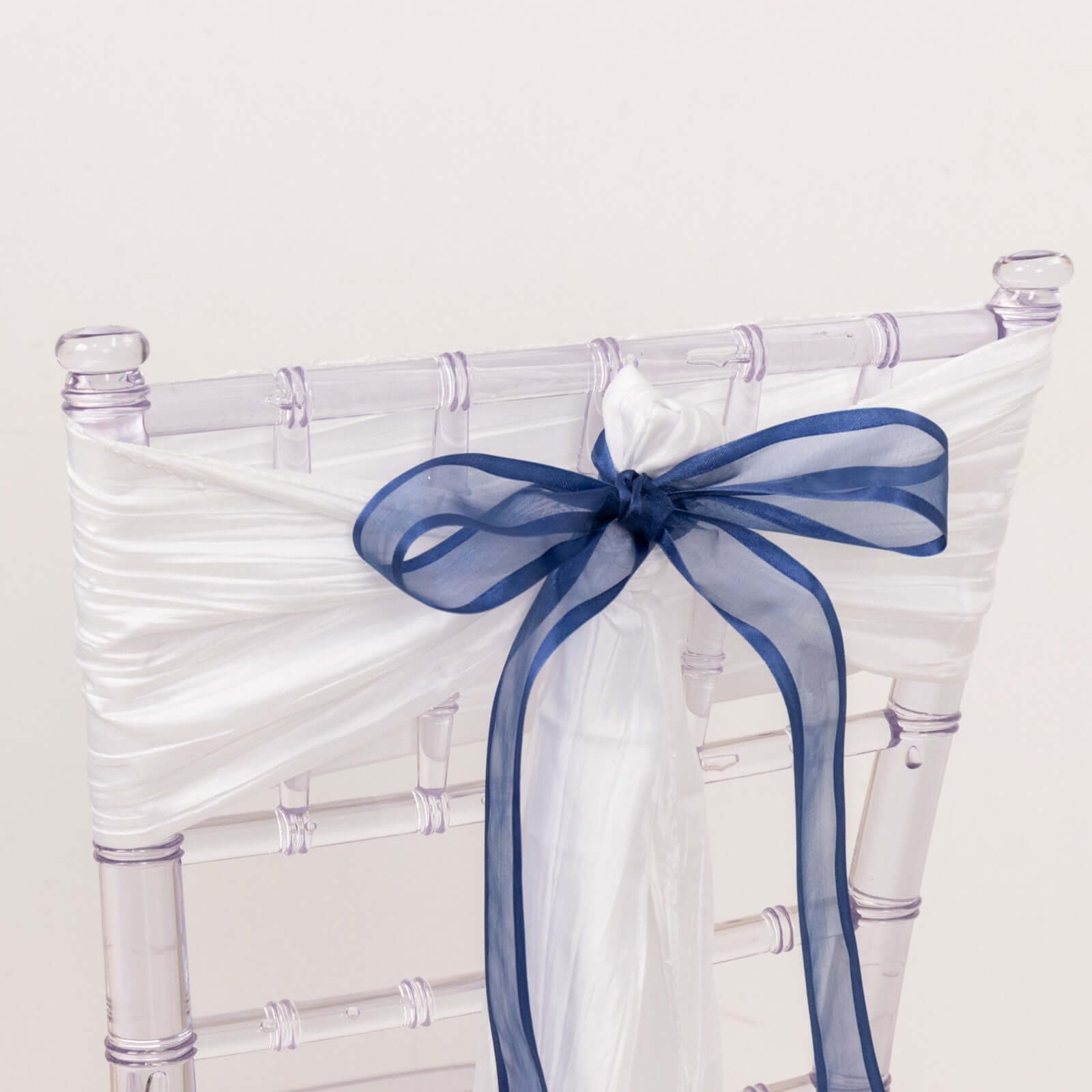 Premium 25-Yard 1.5-Inch Navy Blue Sheer Organza Ribbon with Satin Edges for Decor