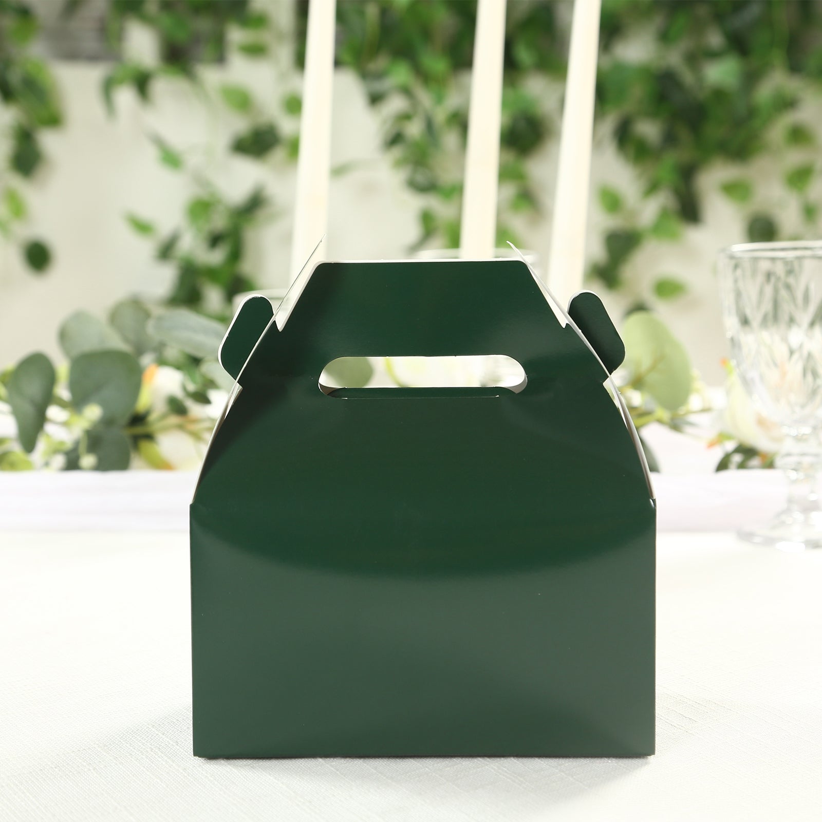 25-Pack Hunter Emerald Green Tote Gable Candy Gift Boxes - Ideal for Party Favors