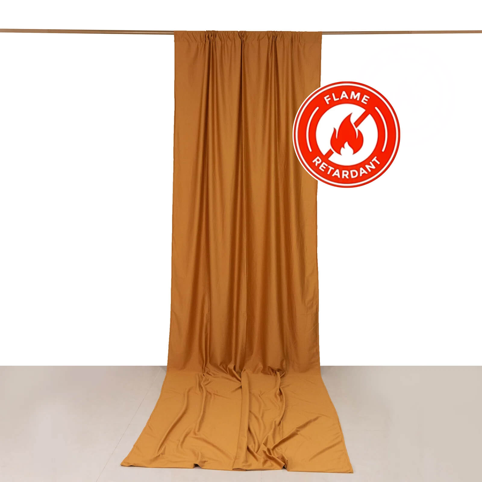 Premium Gold Scuba Polyester Event Curtain Drapes - Durable, Flame Resistant & Wrinkle Free, 5ftx14ft