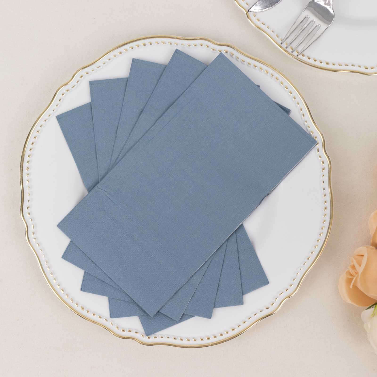 50-Pack Soft Dusty Blue Disposable 2-Ply Paper Napkins - Ideal for Weddings