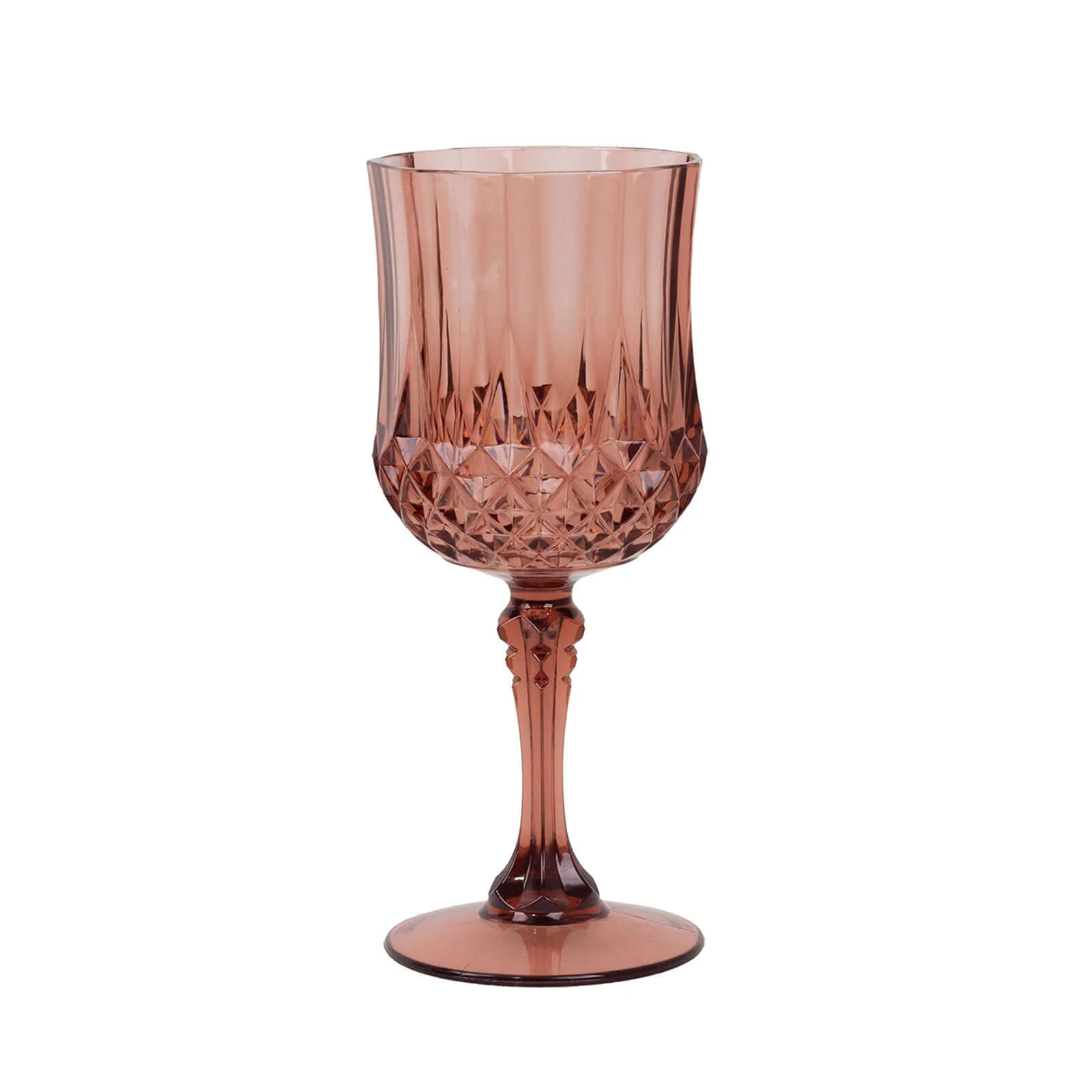 Hot Deal! 6-Pack 8oz Shatterproof Dusty Rose Plastic Cocktail Goblets with Crystal Cut