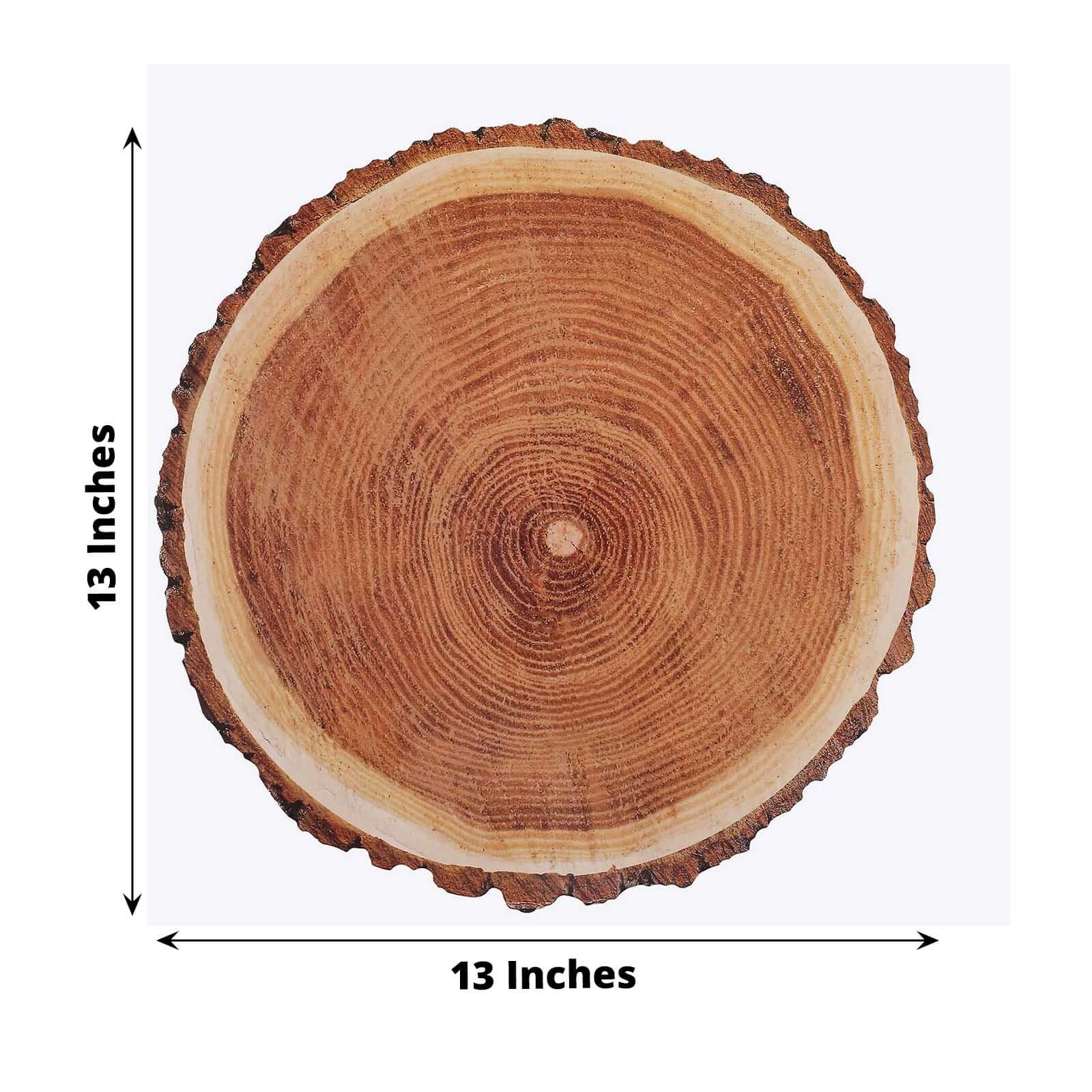 6-Pack Premium Disposable Round Cardboard Placemats with Natural Wood Slice Print, 13" Diameter