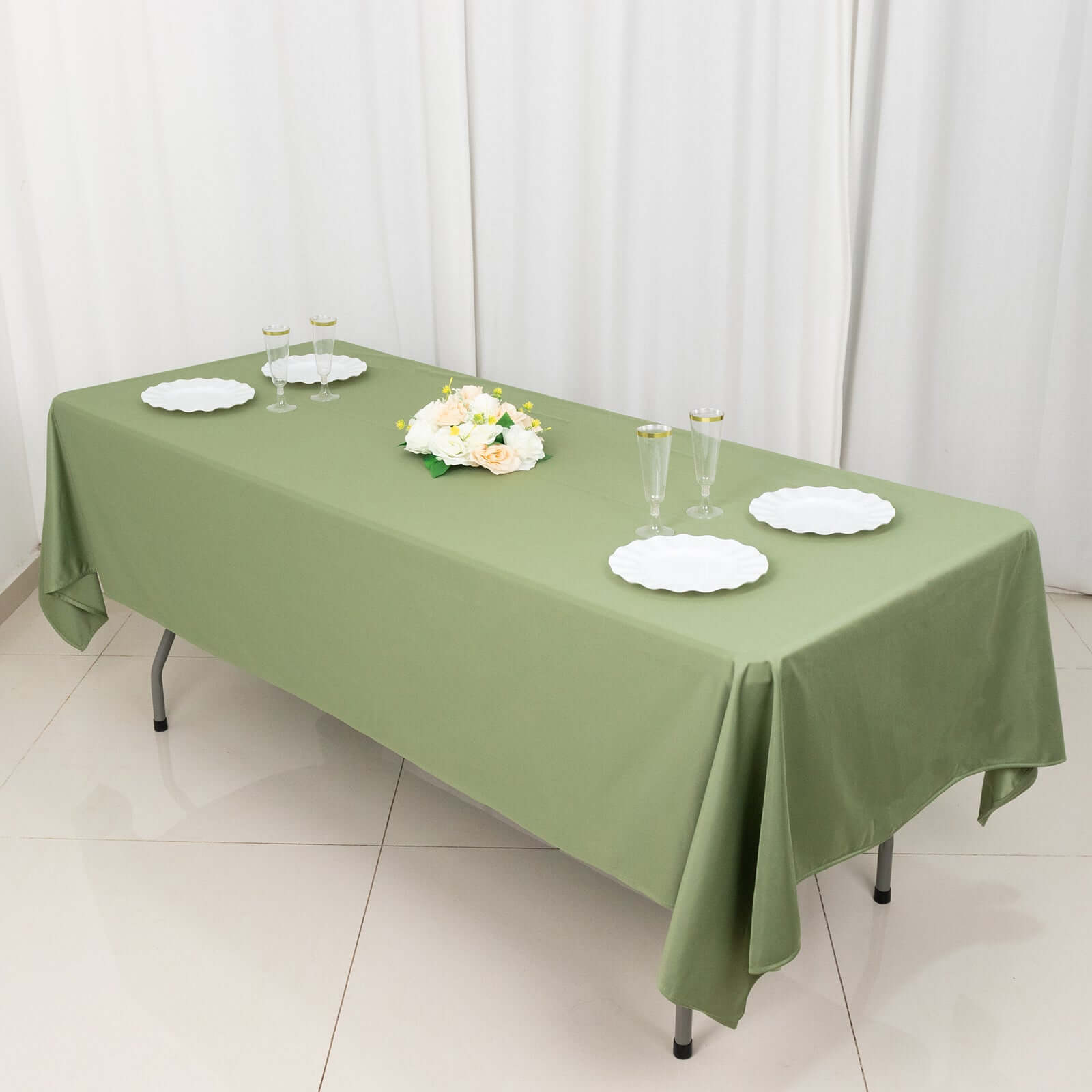 Wrinkle-Free & Stain-Resistant Premium Scuba 60x102 Dusty Sage Green Rectangular Tablecloth