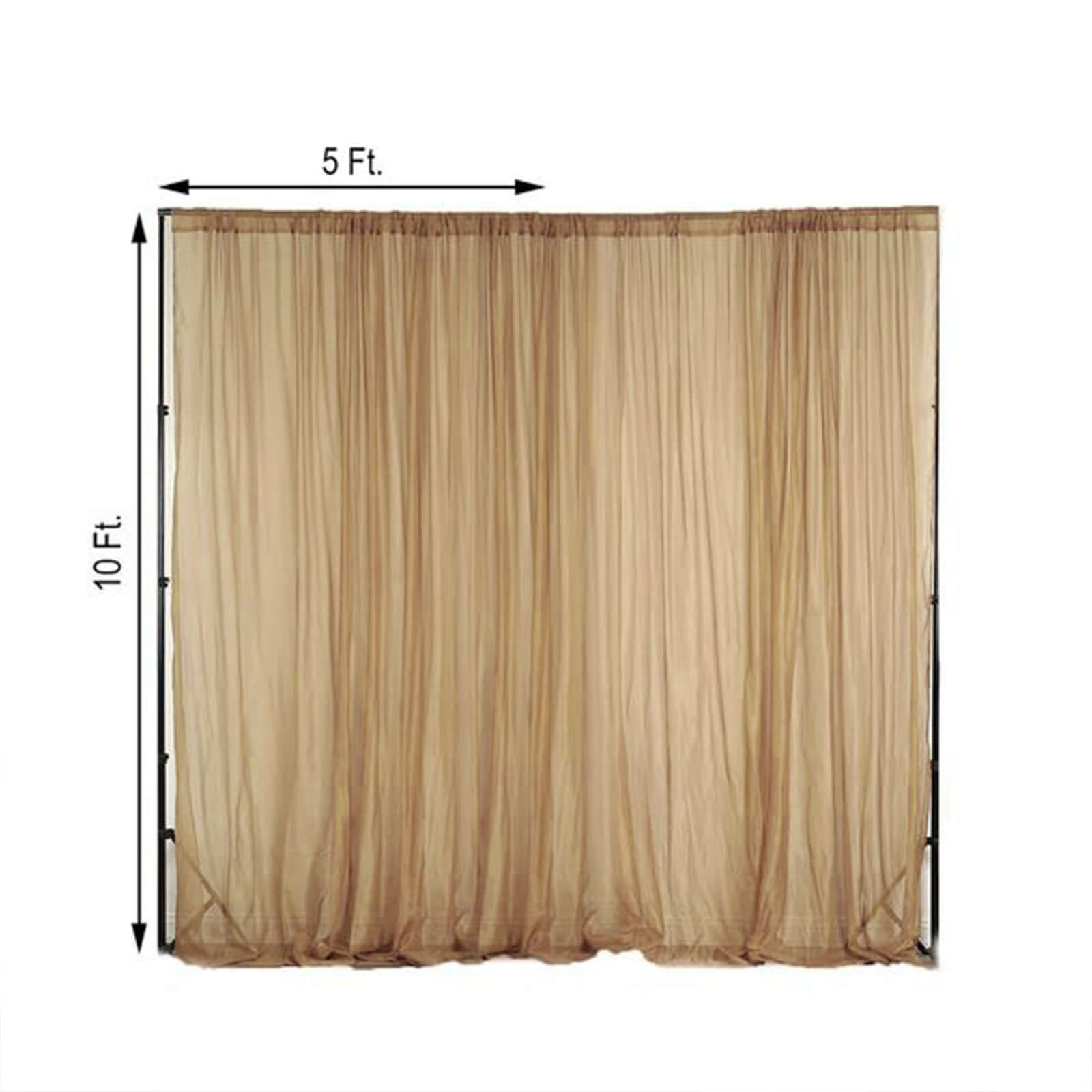 Hot Deal! 2-Pack Gold 10ftx10ft Flame-Resistant Chiffon Event Curtain Drapes with Rod Pockets
