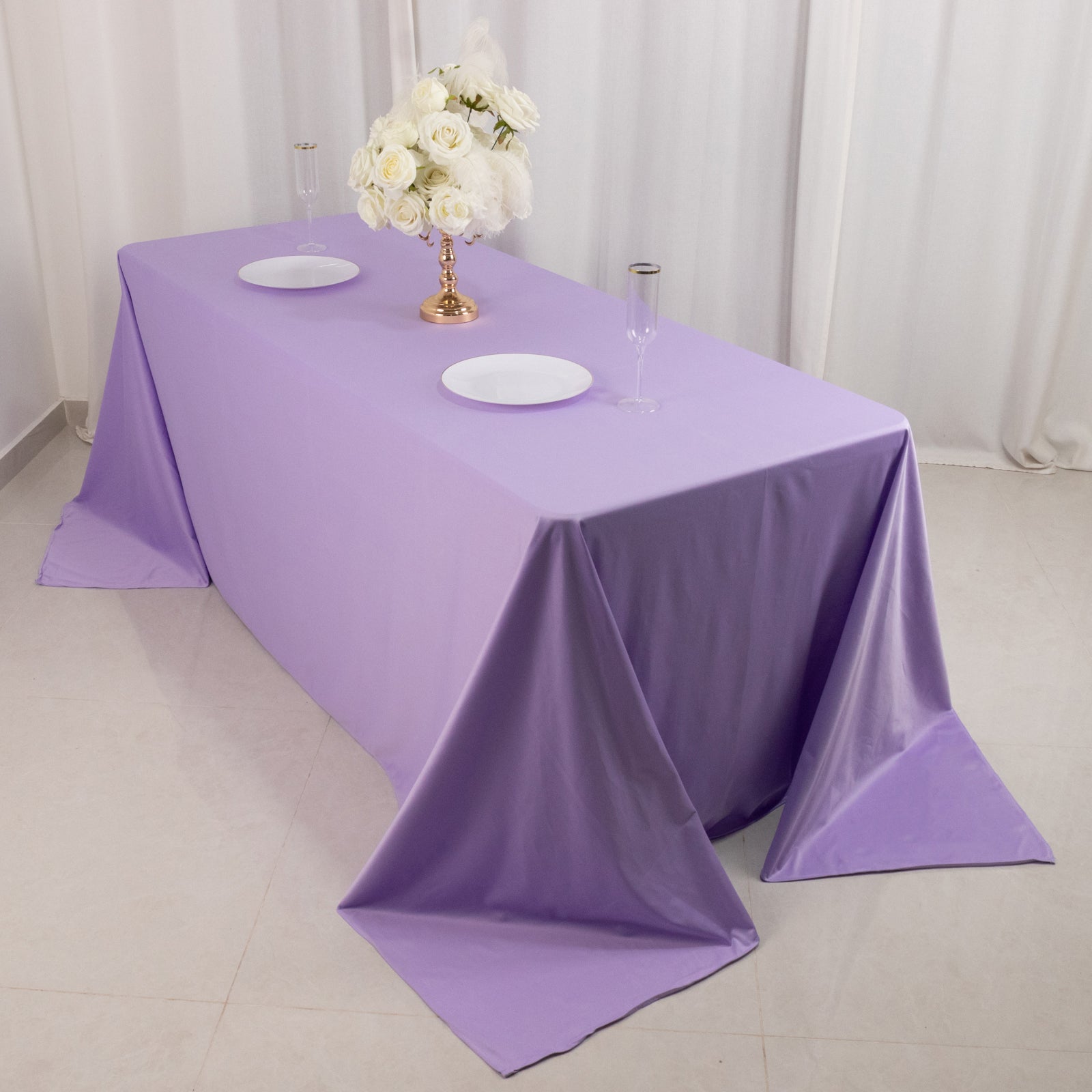 Lavender Lilac Premium Scuba Wrinkle-Free & Stain-Resistant 90x132 Rectangular Tablecloth