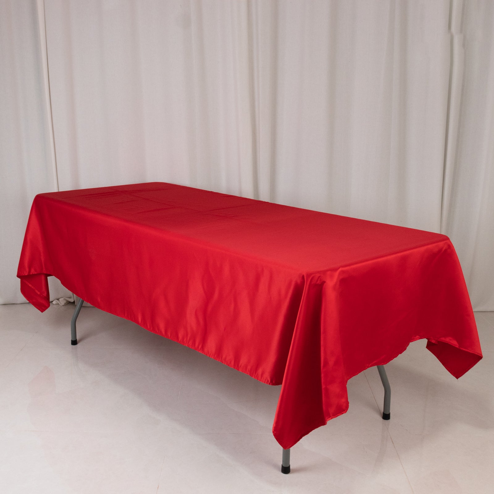 Red Lamour Satin Rectangle Tablecloth (60x102) - Durable & Silky Soft, Great Deal!