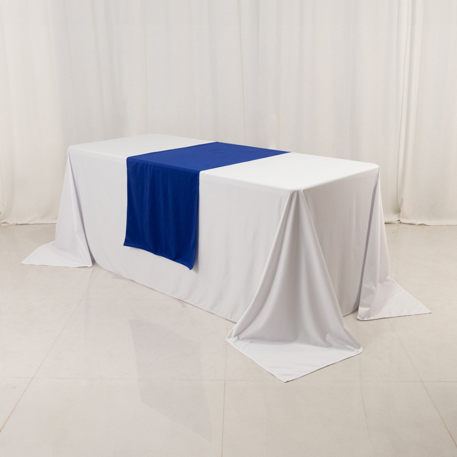 Durable Royal Blue 24x72 Polyester Table Runner for Trade Shows