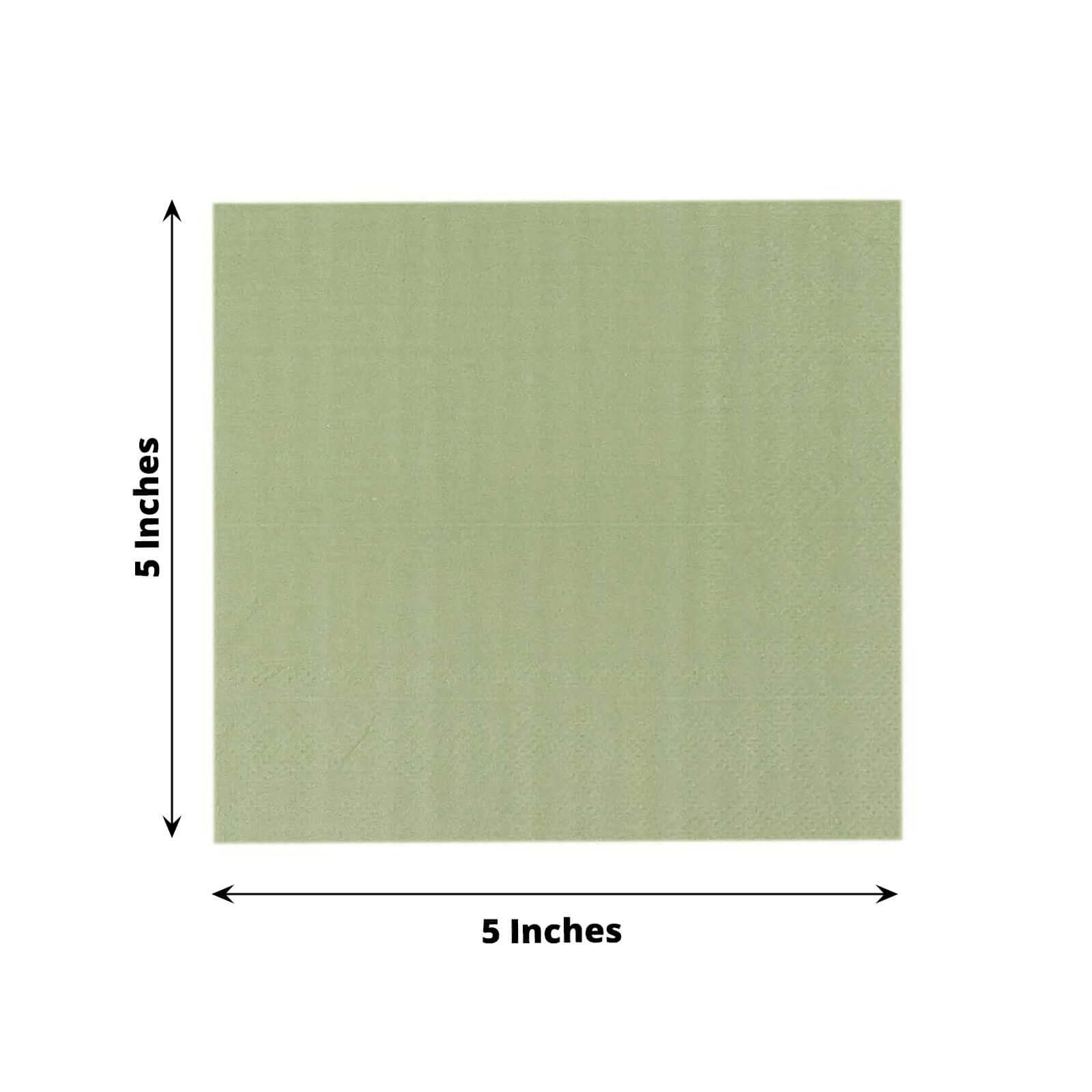 50-Piece Pack of Sage Green 2-Ply Disposable 18GSM Soft Cocktail Paper Beverage Napkins