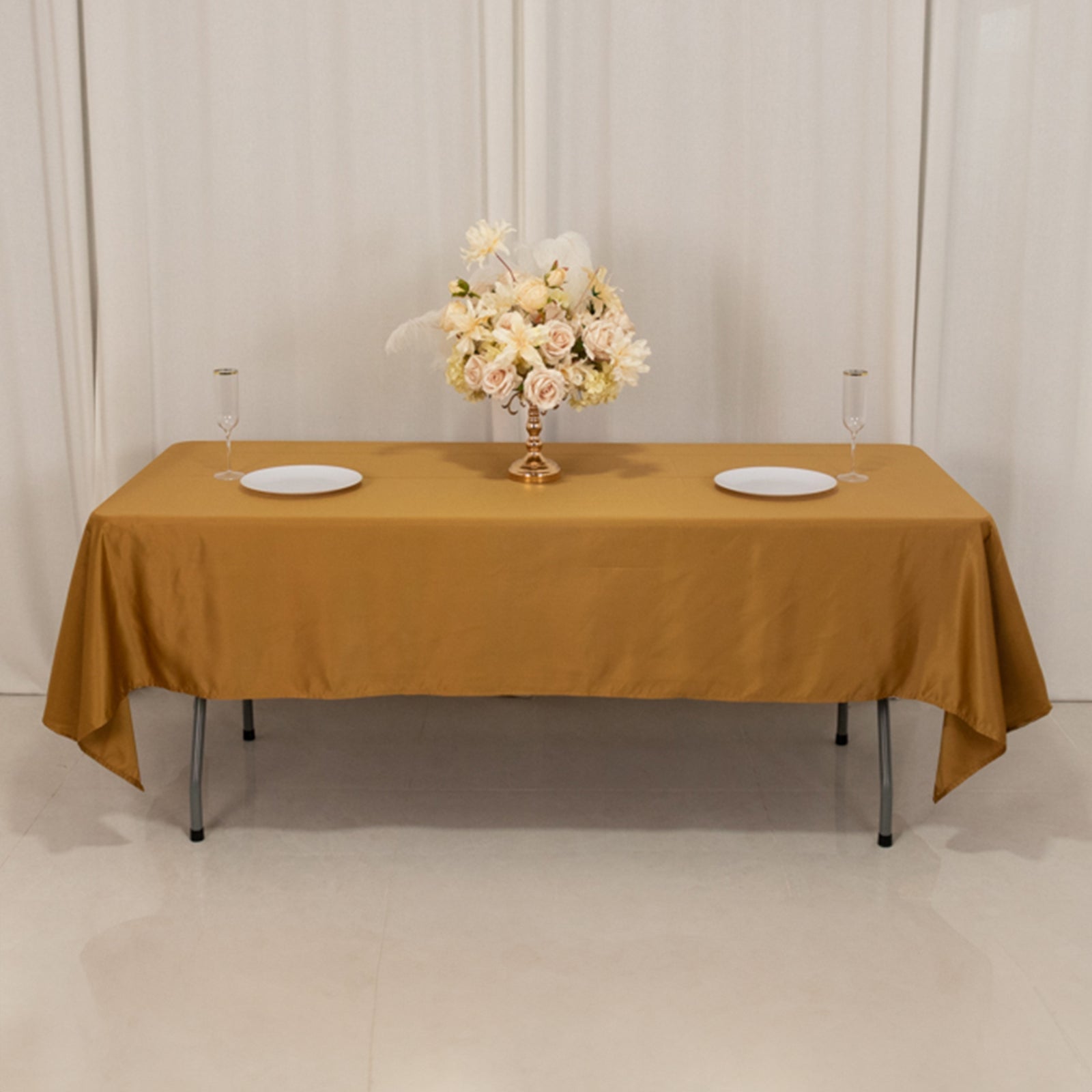 Hot Sale! Gold Lamour Satin Rectangle Tablecloth (60x102) for Weddings and Banquets - Durable and Silky Soft