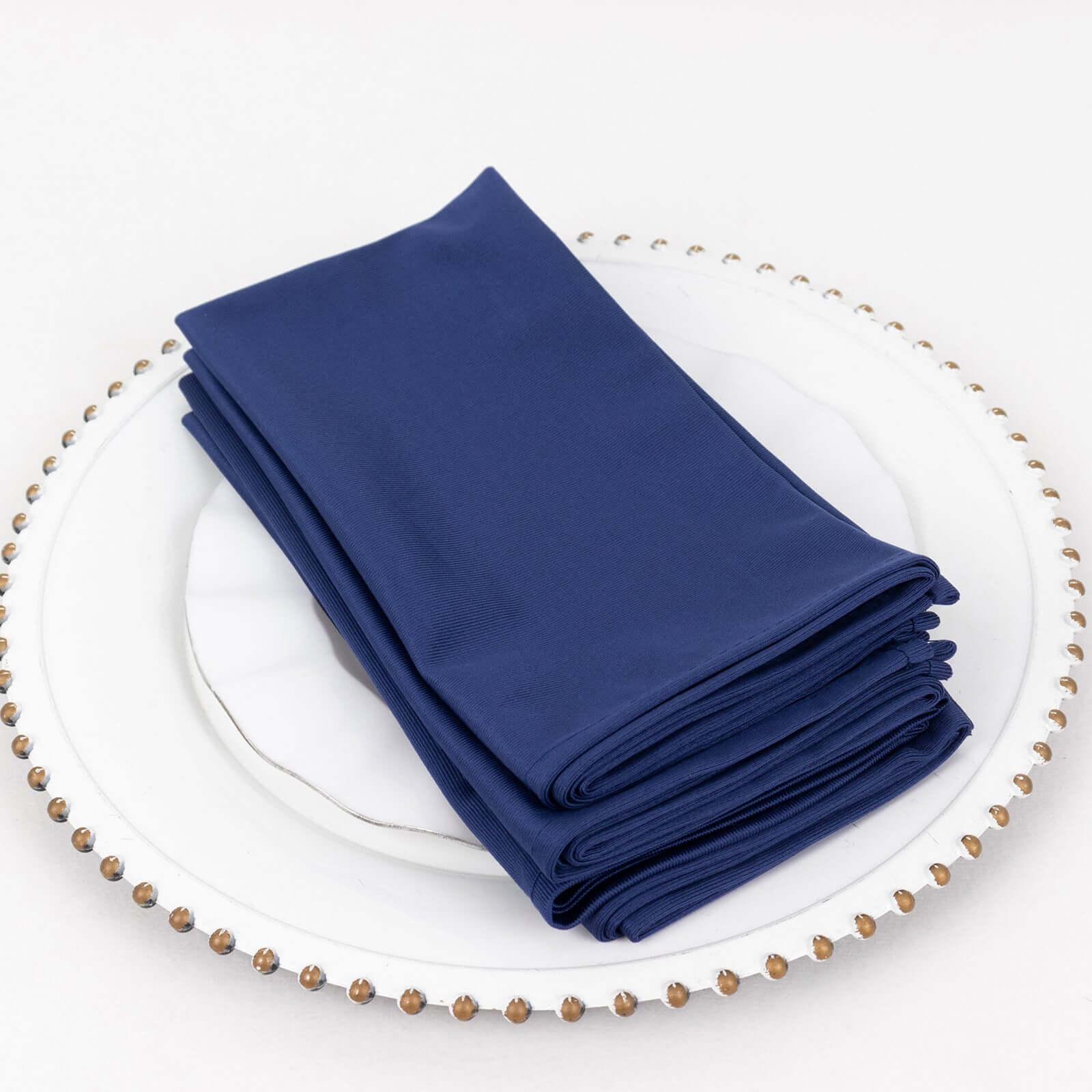 5-Pack Navy Blue Premium Scuba 20x20 Reusable Dinner Napkins - Durable & Stain-Free