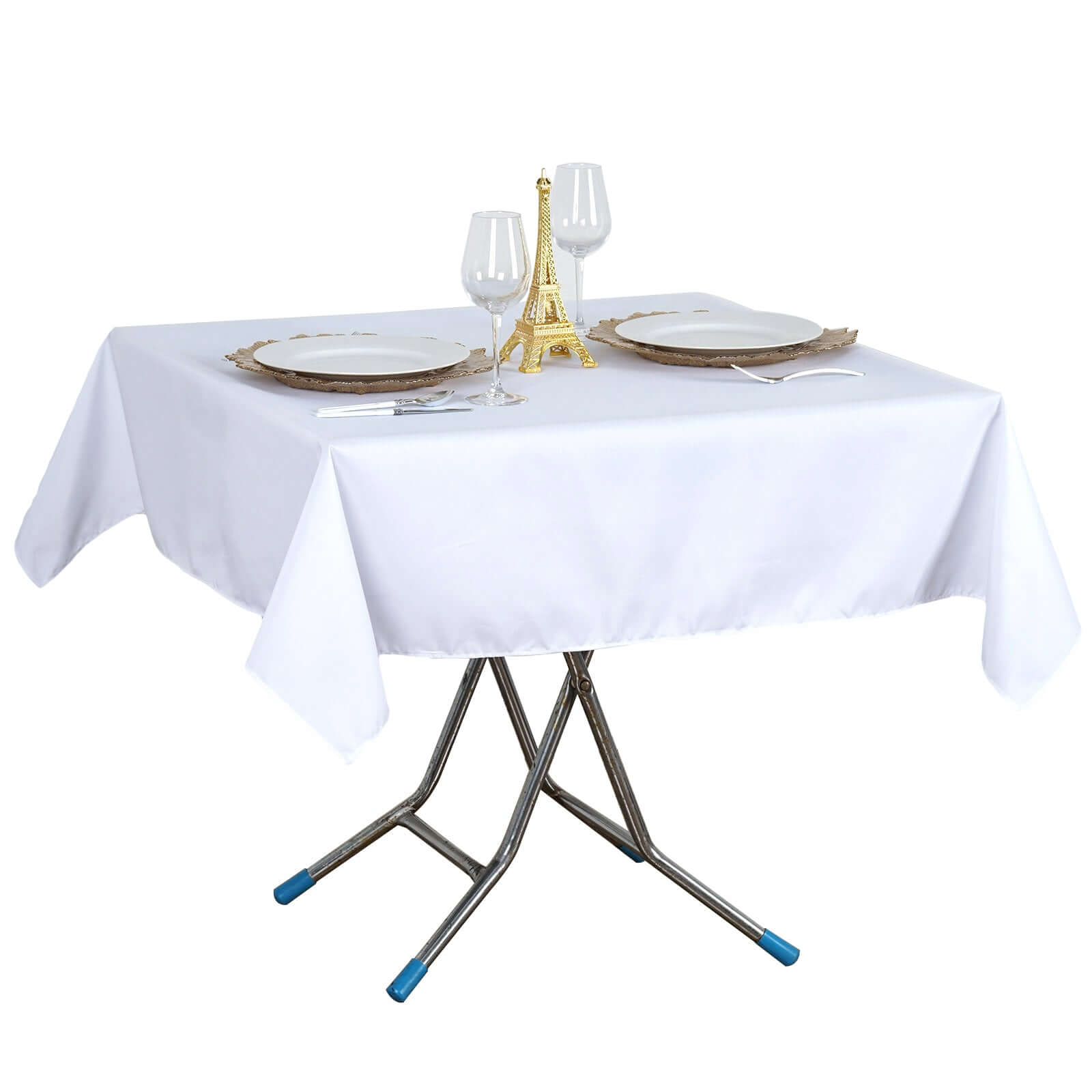 220GSM White Premium Polyester 54x54 Square Stain & Wrinkle-Resistant Tablecloth for Weddings